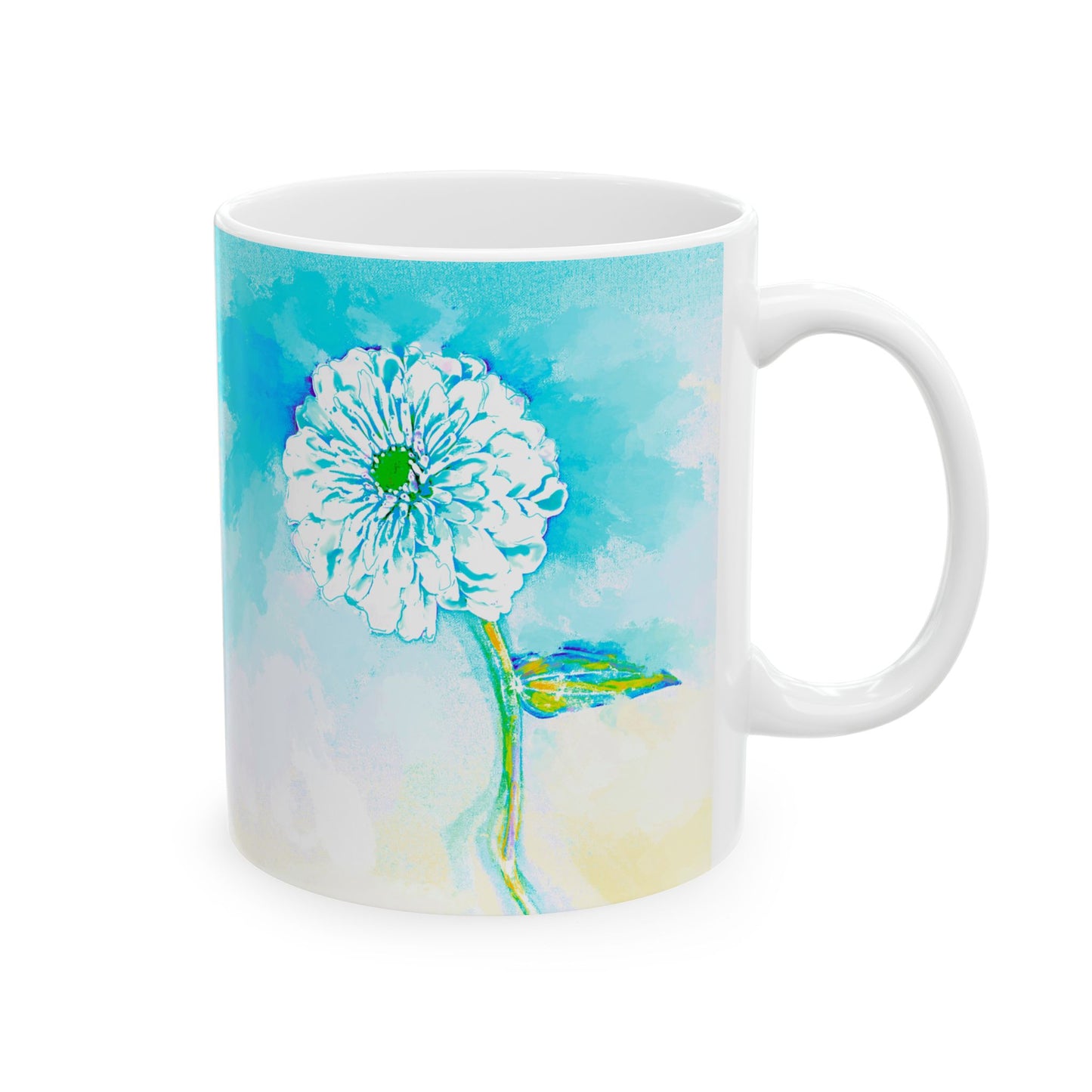 Zinnia Color Splash Mug Aqua “Dare to Be Humble”