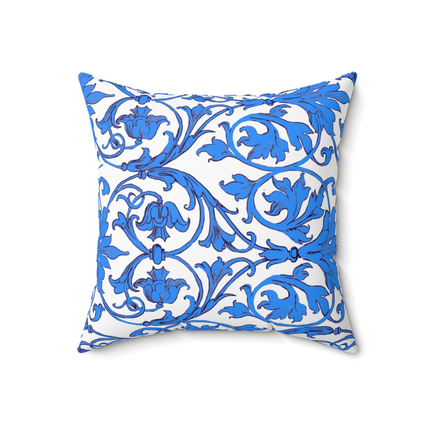 Scrollwork Polyester Square Pillow "Be Joyful..."