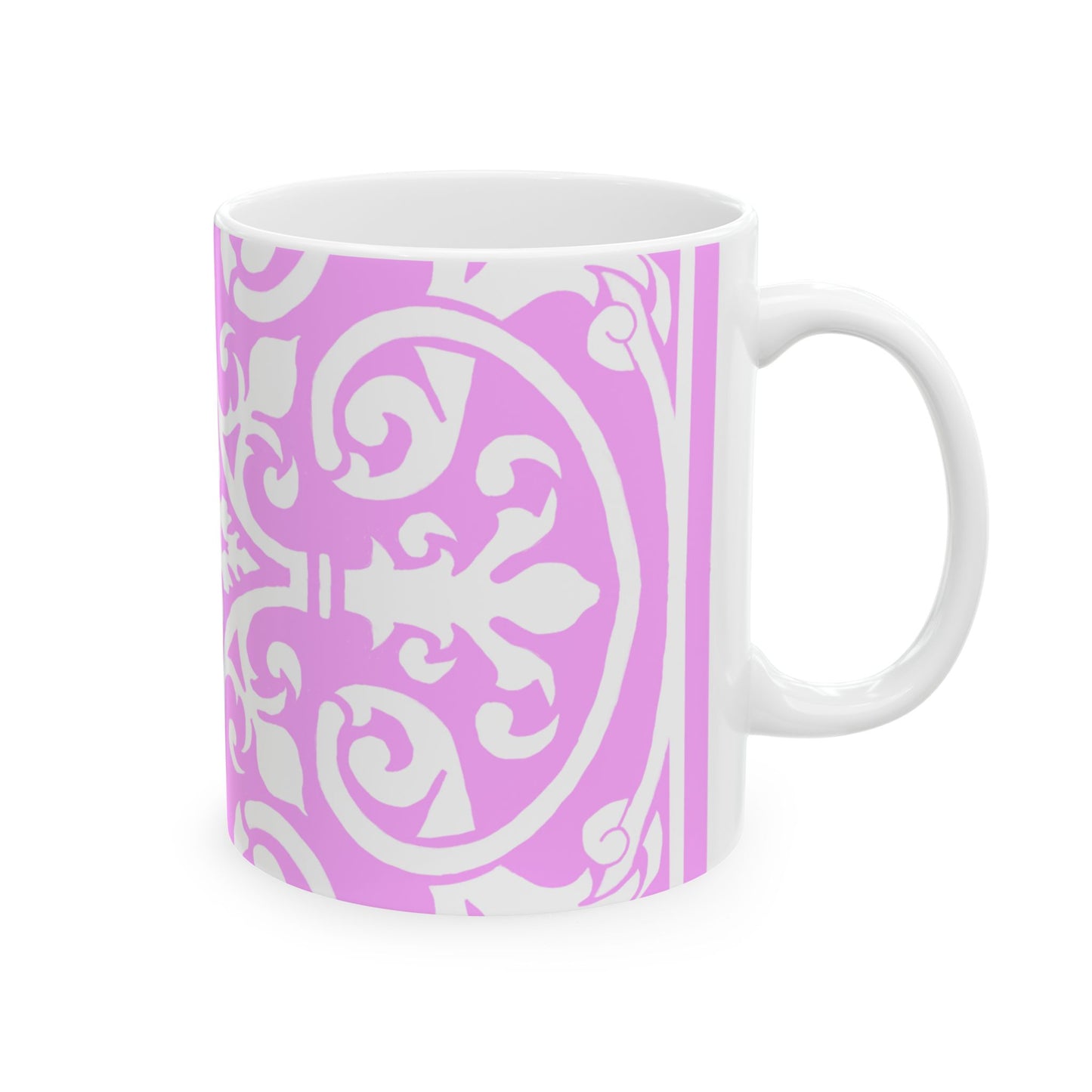 Scrollwork Ceramic Mug Pink