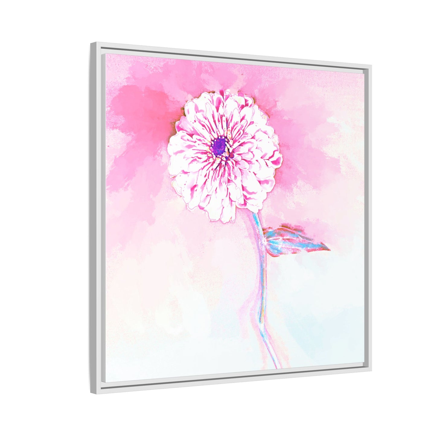 Zinnia Color Splash Matte Canvas Light Pink Framed