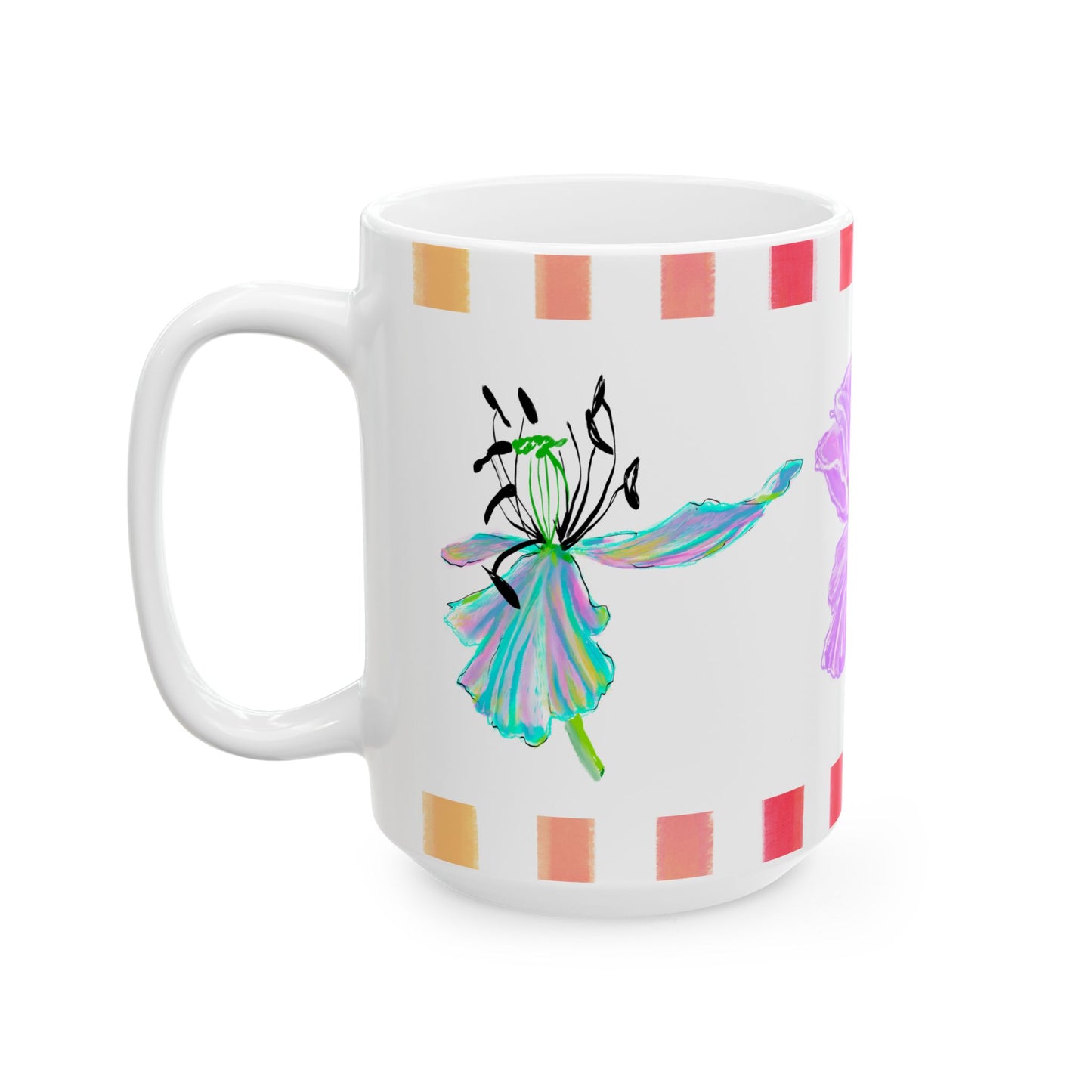 Tulip Love Ceramic Mug, (11oz, 15oz) Lilac, Aqua