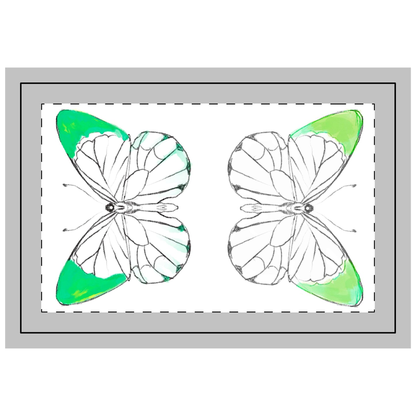 Quilted Placemat Lucy Butterflies Green