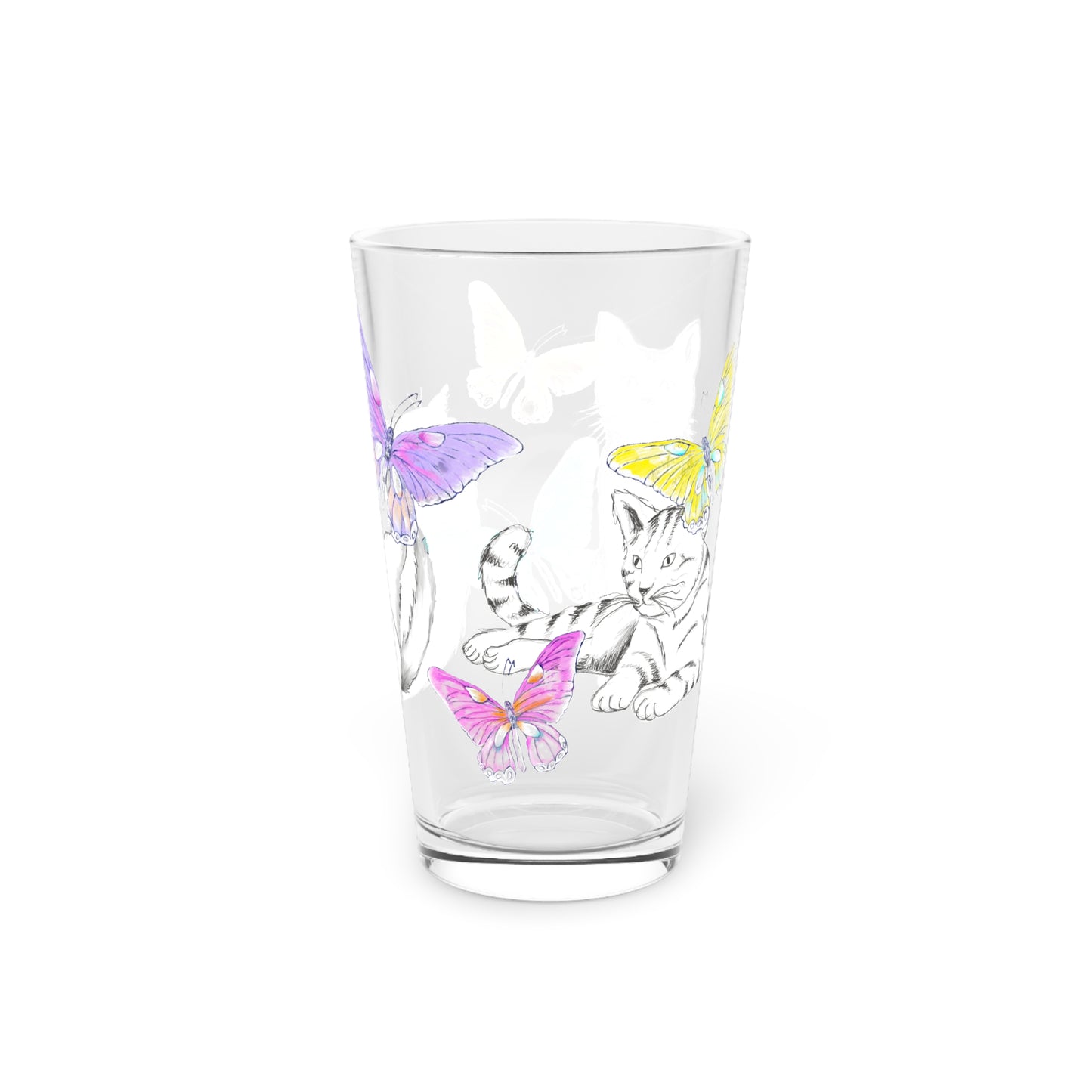 Kitty Flutter Pint Glass 16oz