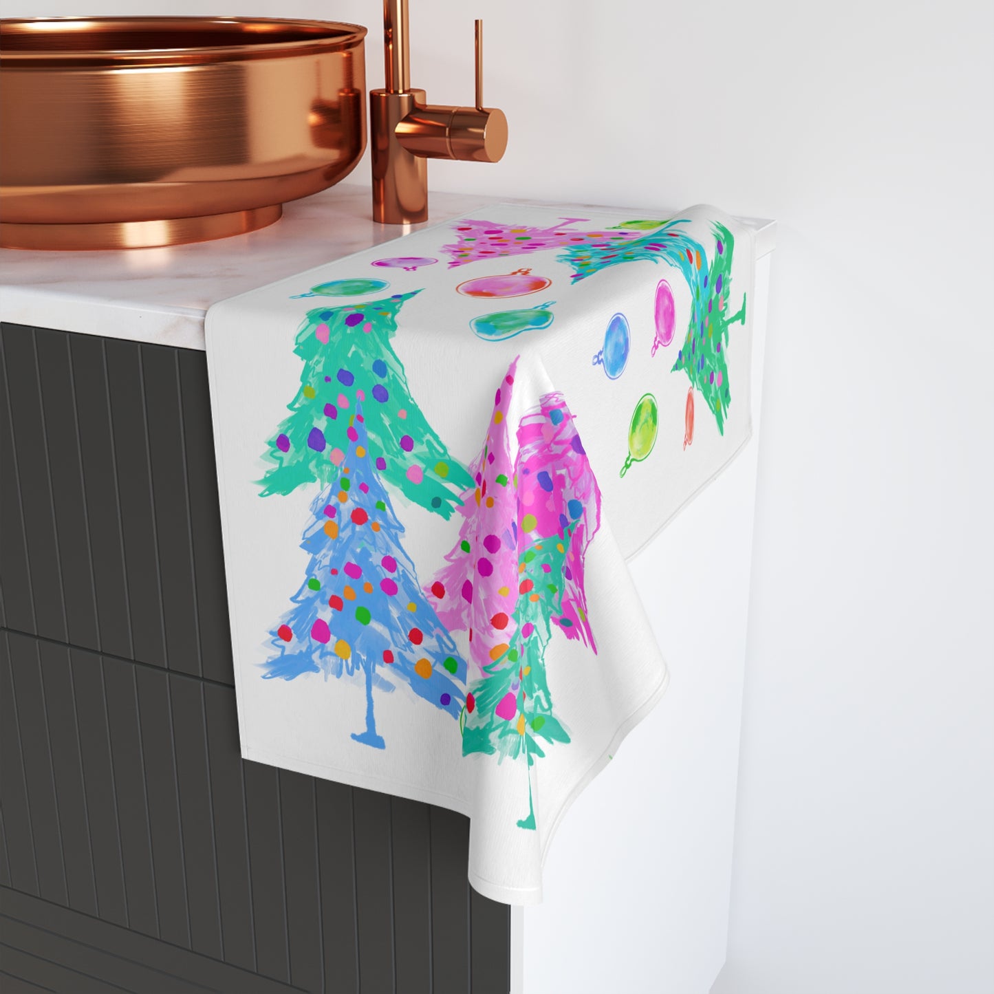 Christmas Trees and Ornaments Hand Towel