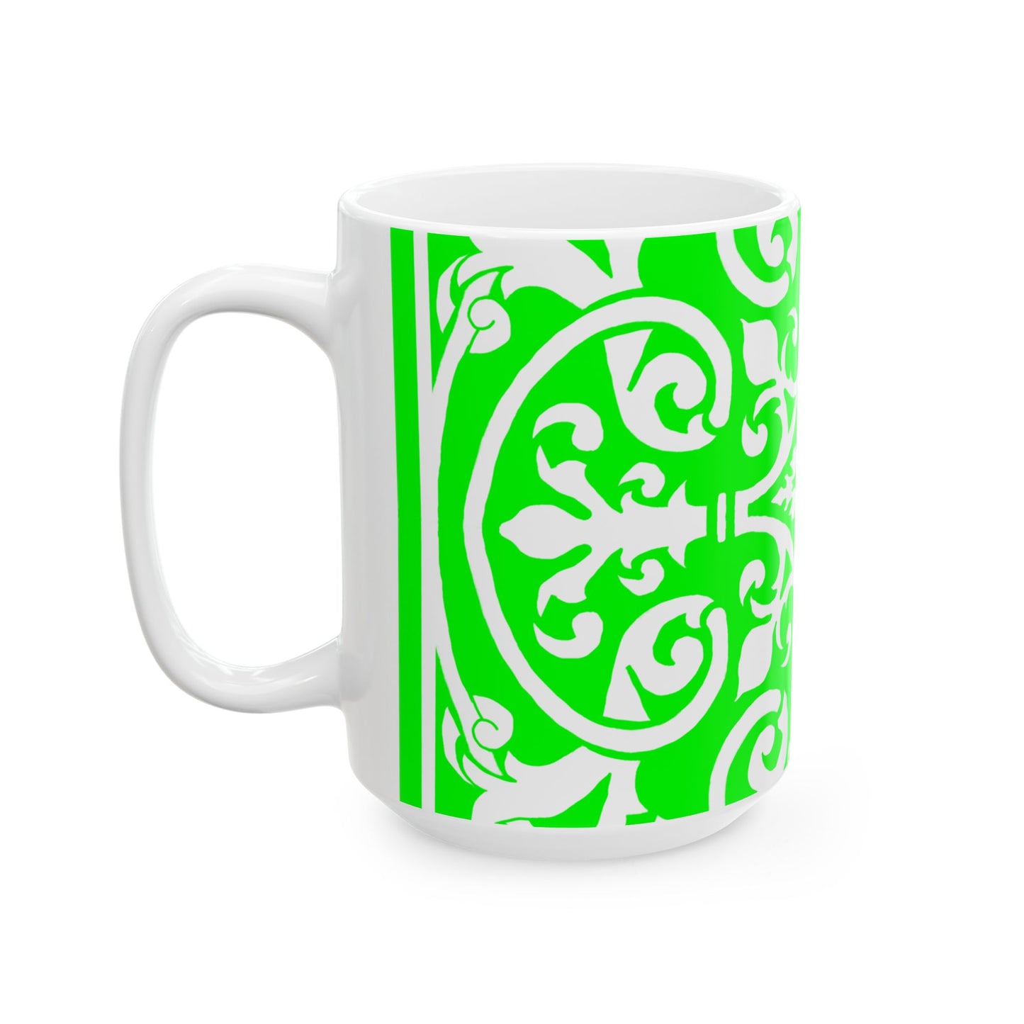 Scrollwork Ceramic Mug Bright Green