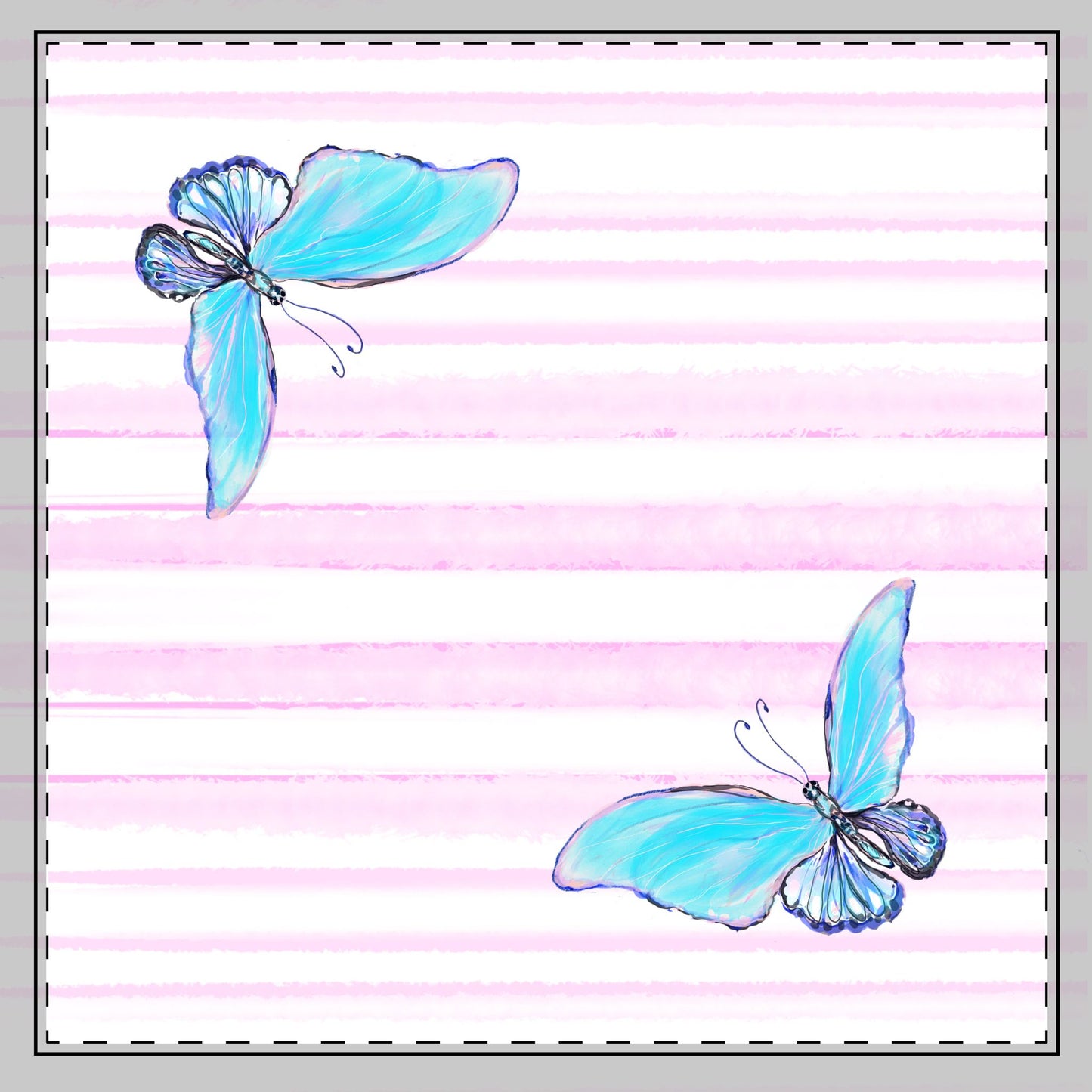 Butterfly Blossom Whirl Cotton Twill Napkin, Aqua, Fabric Background Creamy White, #1
