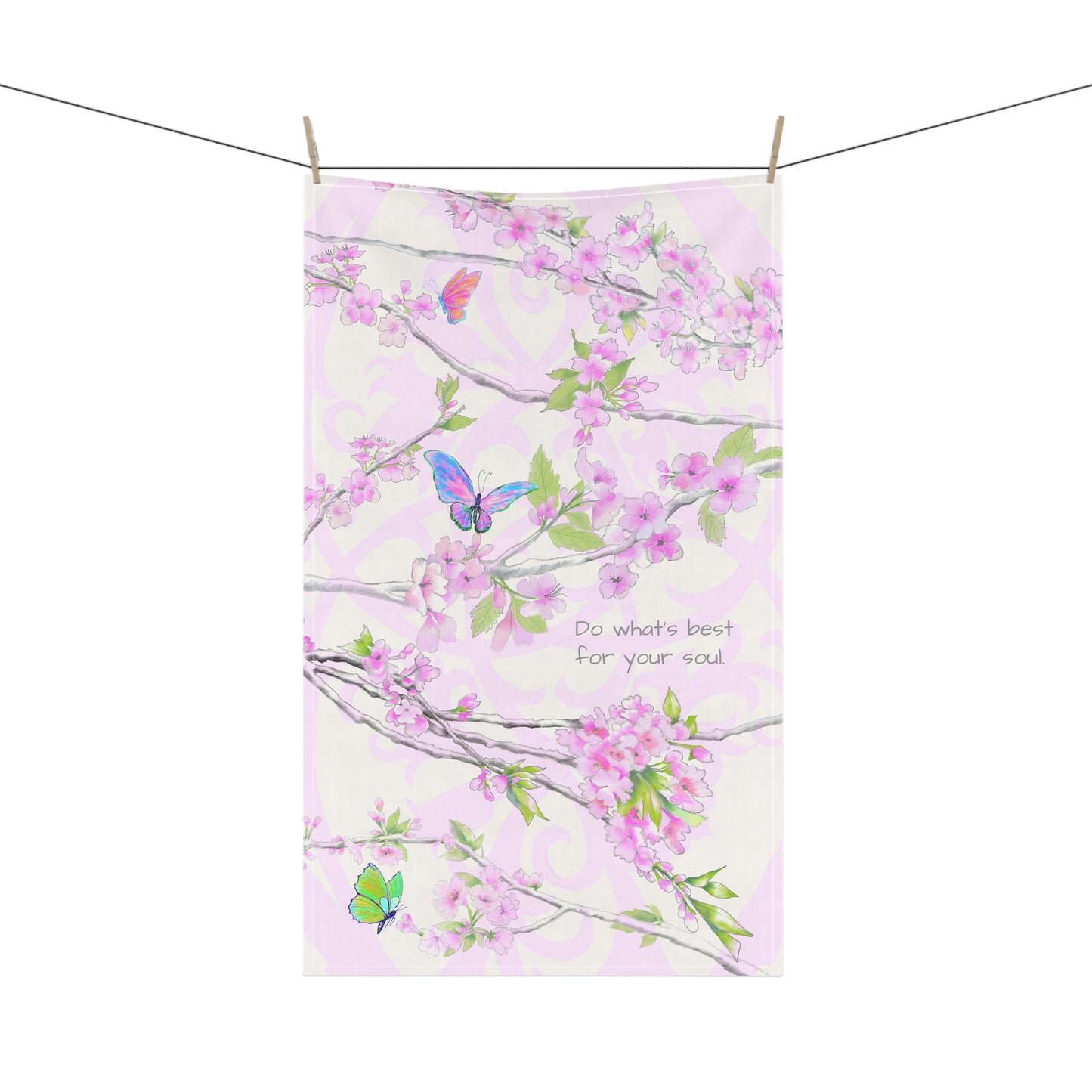 Cherry Blossom & Butterflies Tea Towels (cotton, poly) Do what's best for your soul.