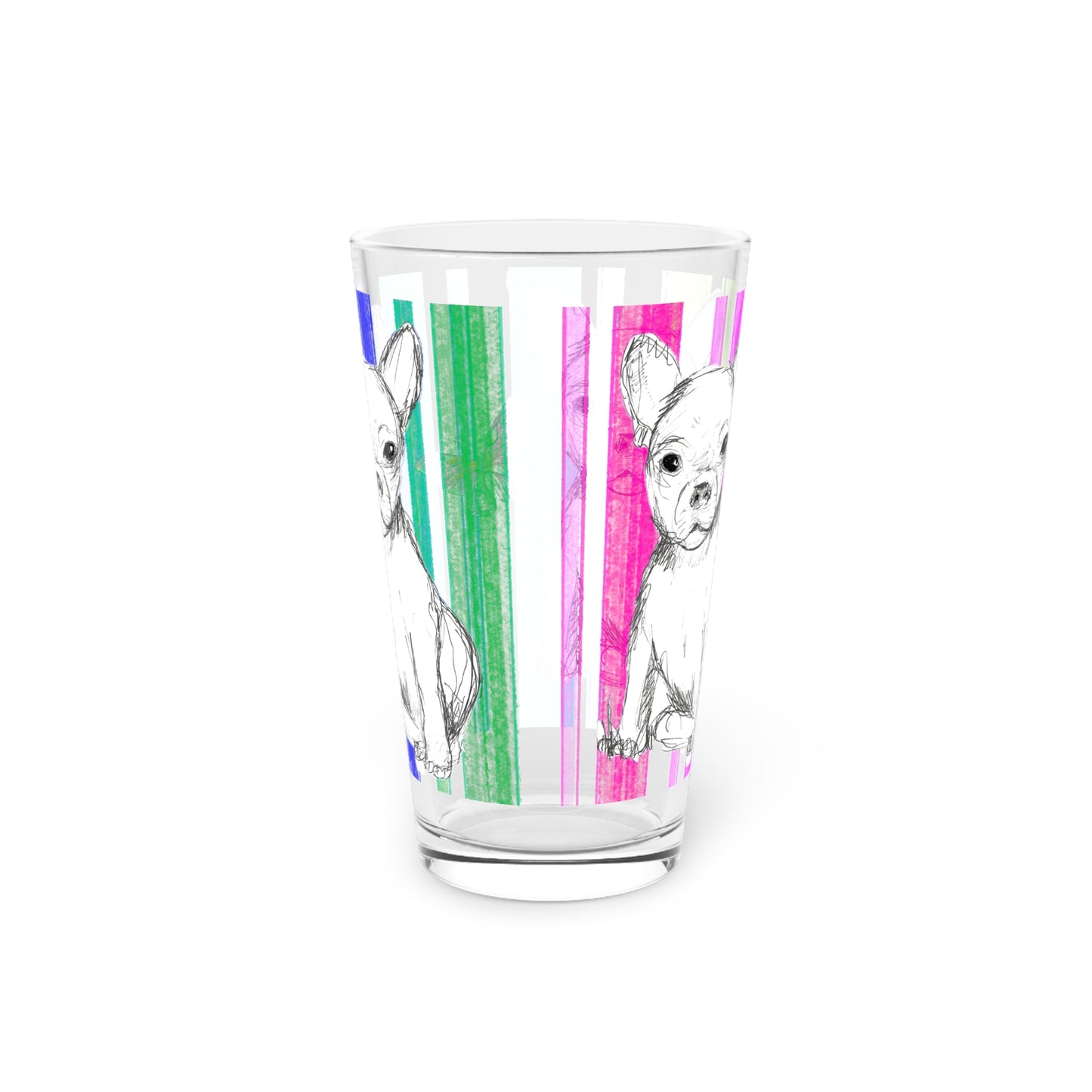 Dogi Butterfly Flutter Stripes Pint Glass, 16oz (Multi color)