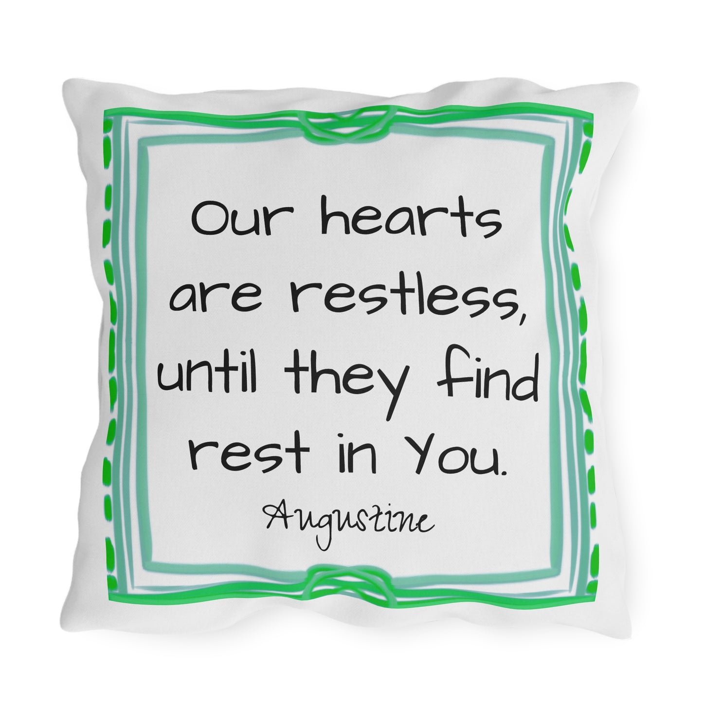 Chroma Outdoor Pillow Lilac "Our hearts are restless..."