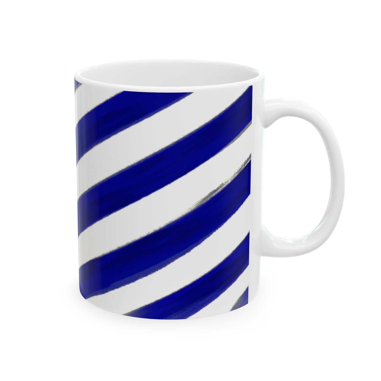 Diagonal Stripe Ceramic Mug in Ultramarine Blue, 11oz