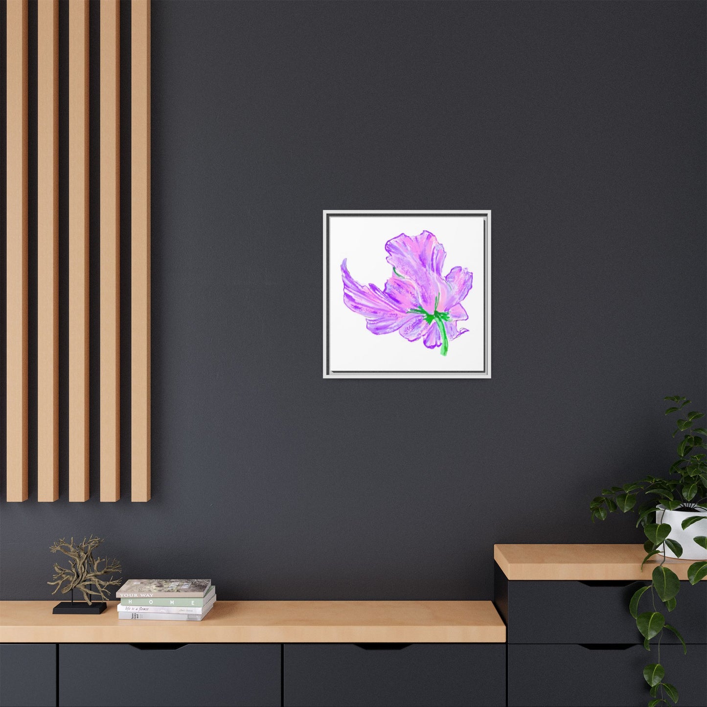 Wall Art Dancing Tulips Matte Canvas, Framed (Multi-color) Lilac