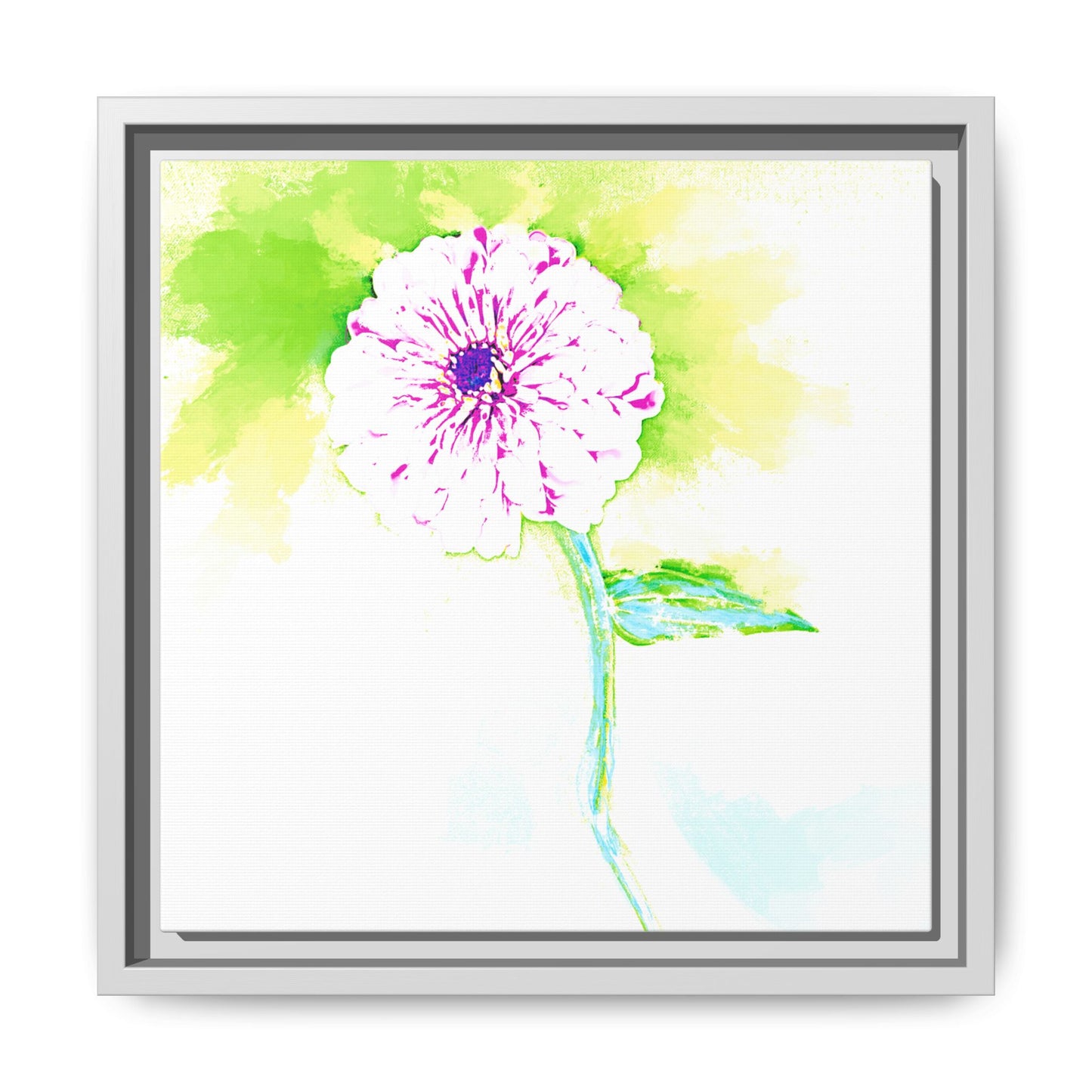 Zinnia Color Splash Matte Canvas Yellow Framed