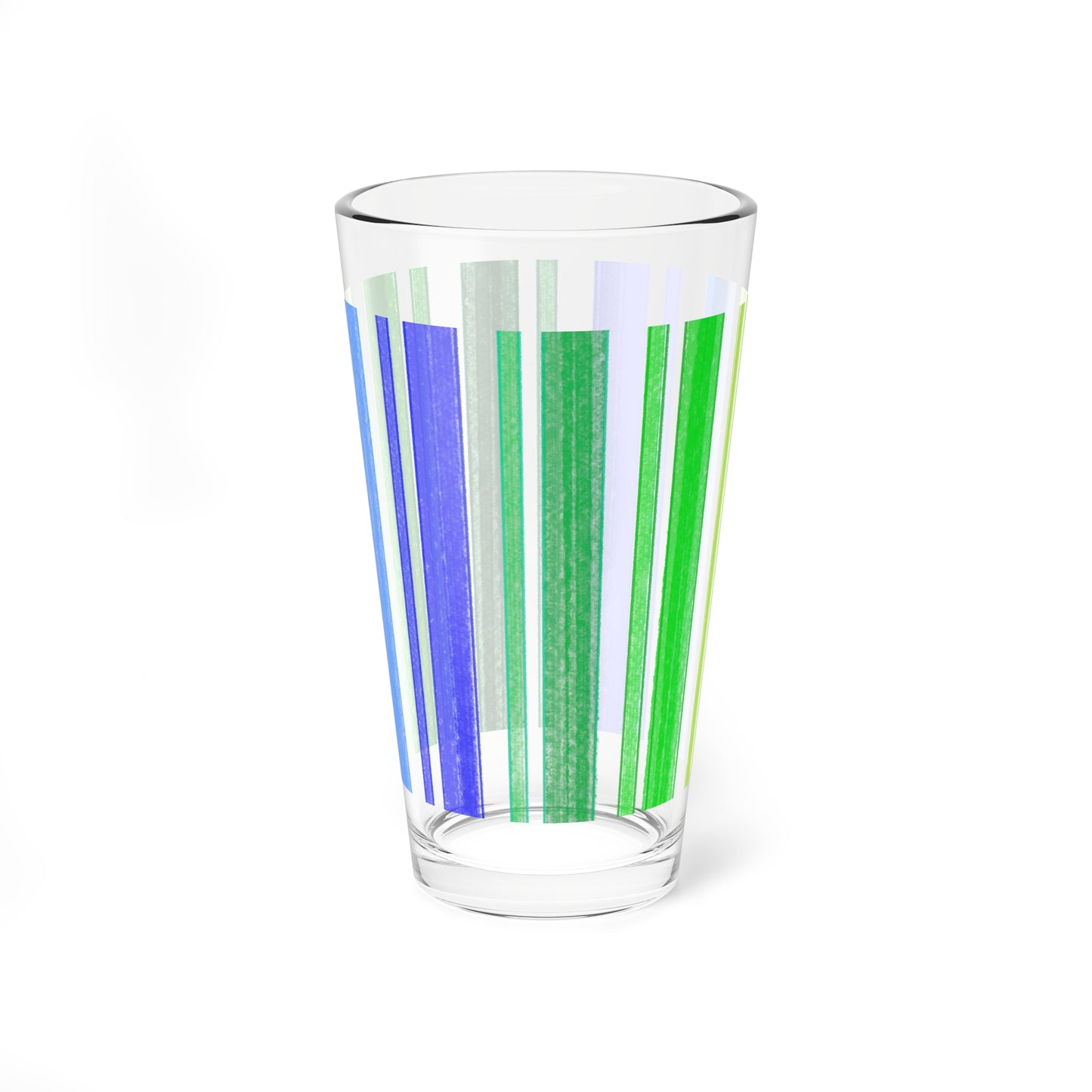 Mixing Glass, 16oz Blue & Green Watercolor Stripes