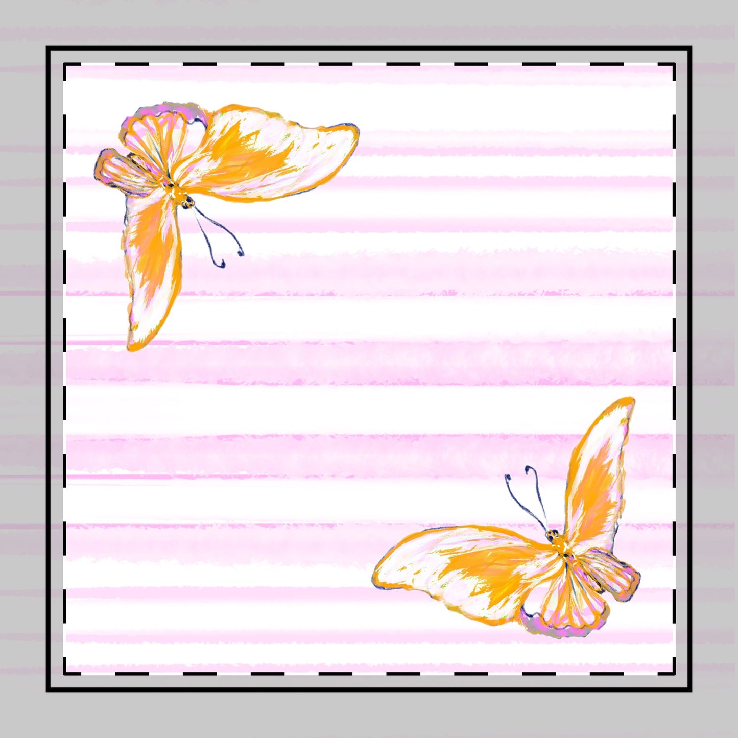 Butterfly Blossom Whirl Cotton Twill Napkin, Orange, Fabric Background Creamy White, #2