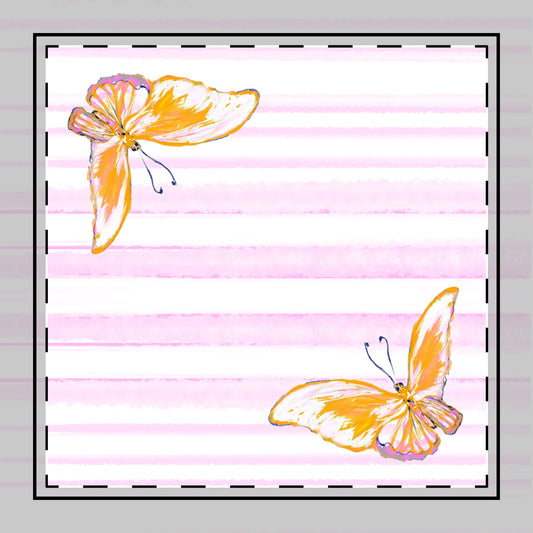 Butterfly Blossom Whirl Cotton Twill Napkin, Orange, Fabric Background Creamy White, #2