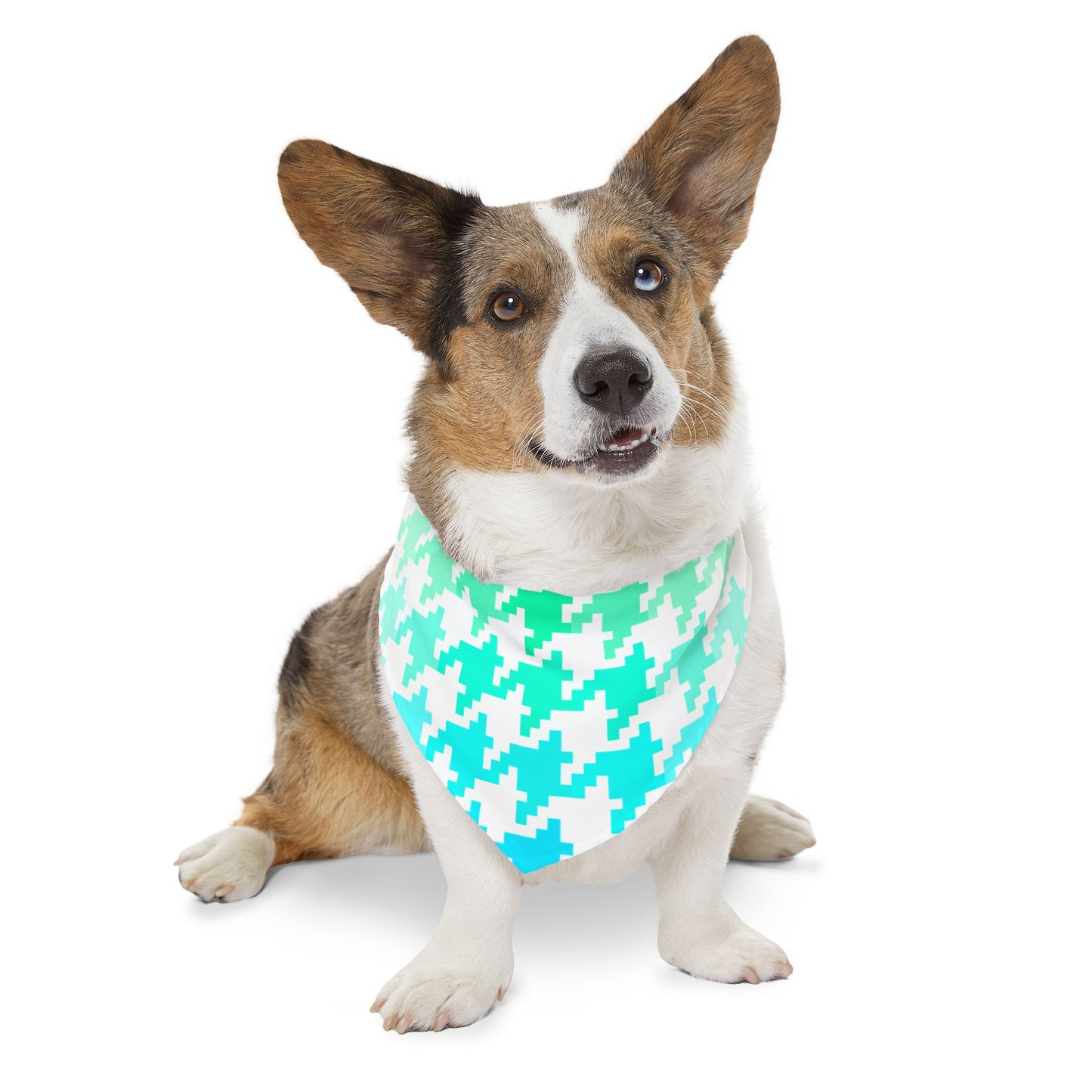 Pet Bandana Aqua Houndstooth Fun