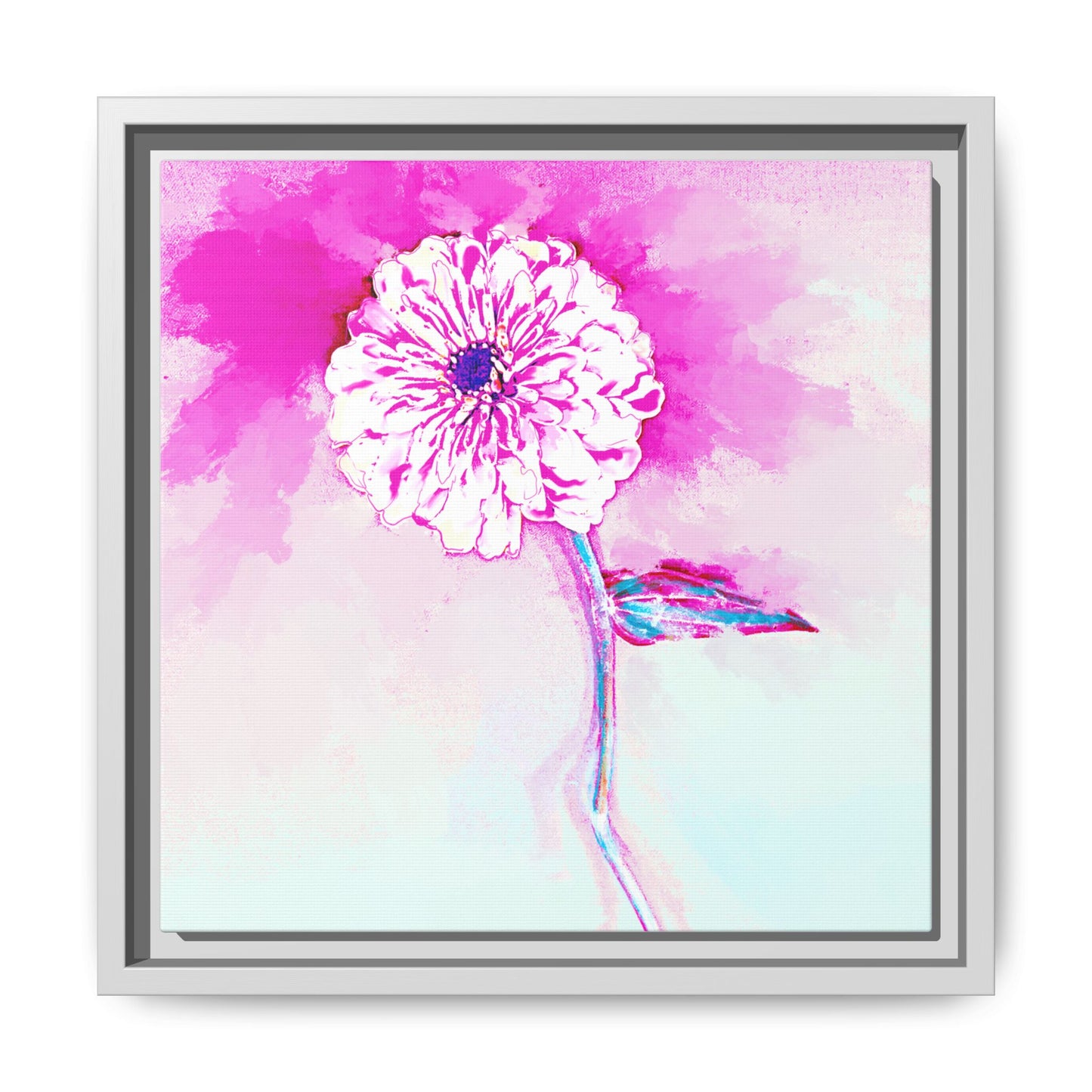 Zinnia Color Splash Matte Canvas Bright Raspberry Framed