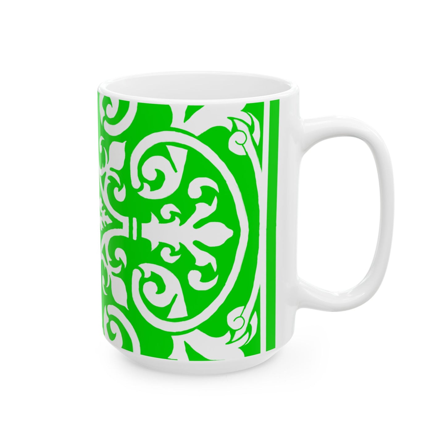 Scrollwork Ceramic Mug Green