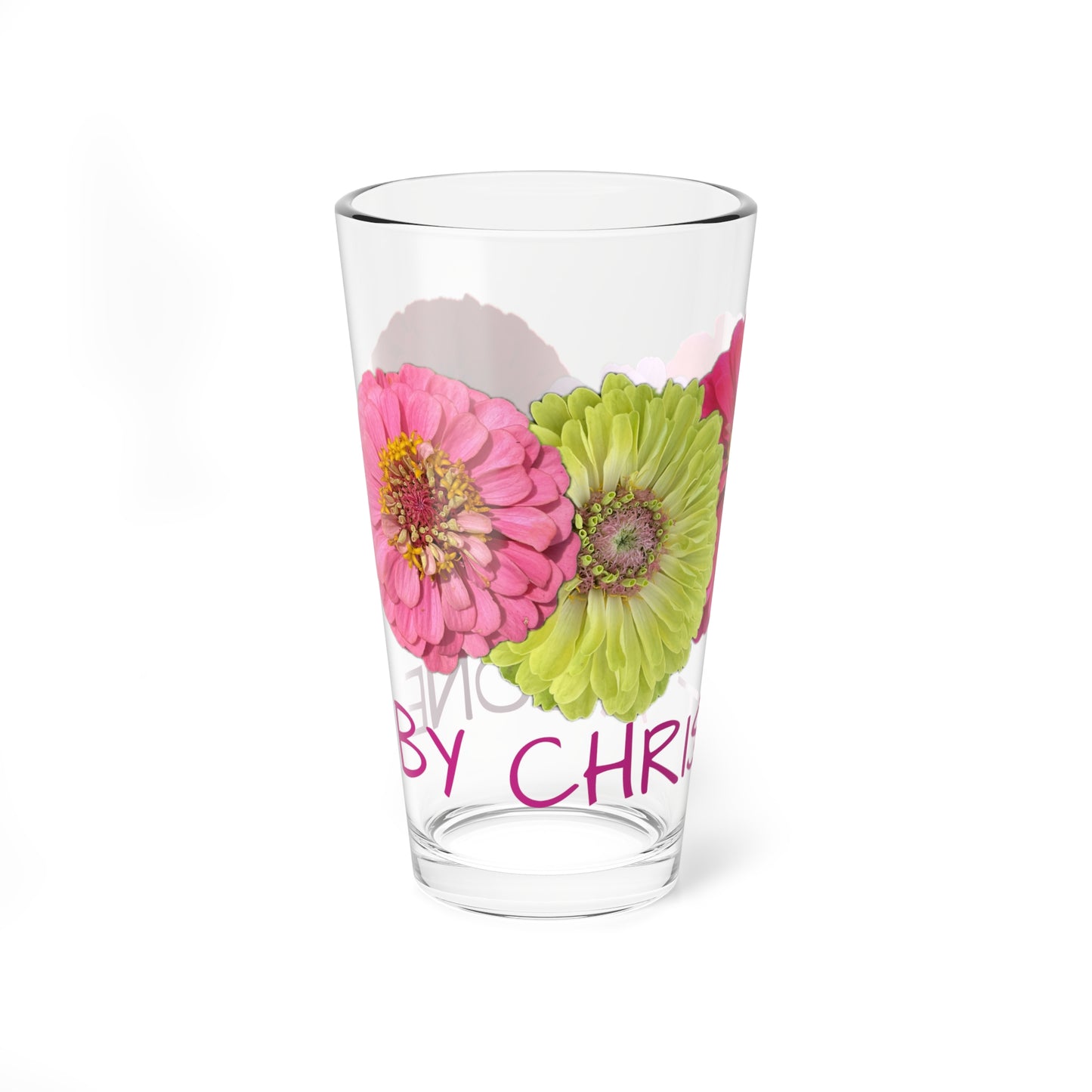 Zinnia Pint Glass "By Christ Alone"