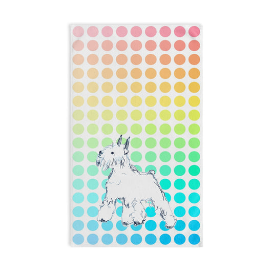 Dogi Fun Hand Towel, Schnauzer with Multi-Color Polka Dots