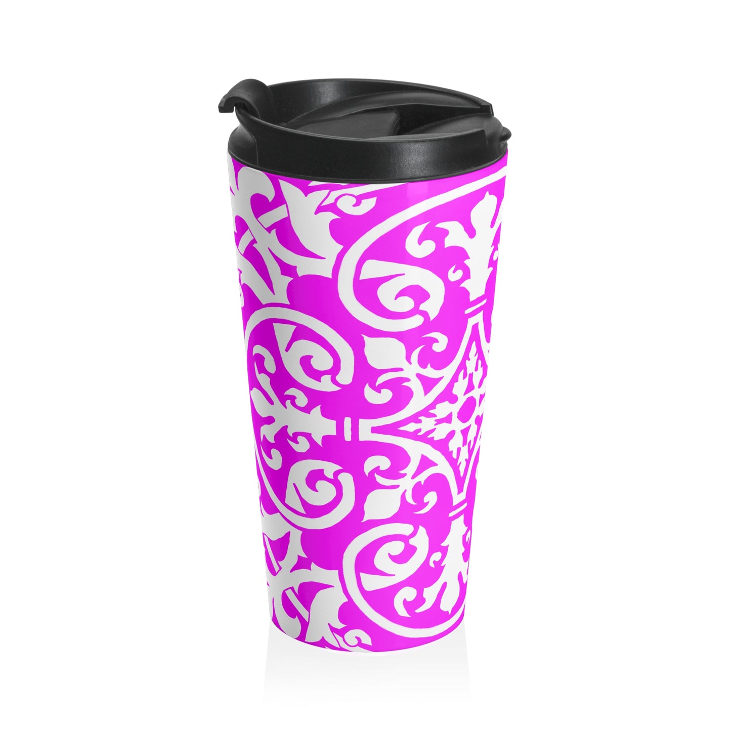 Scrollwork Stainless Steel Travel Mug "Life is a vapor"
