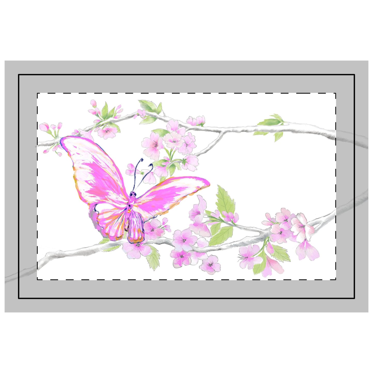 Butterfly Blossom Glide, Quilted Placemat, Polyester, Pink, Background Fabric Brighter White, #3