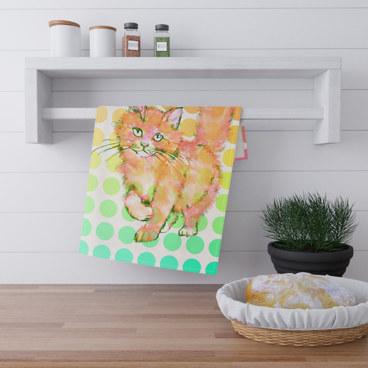 Colorful Cat Tea Towel