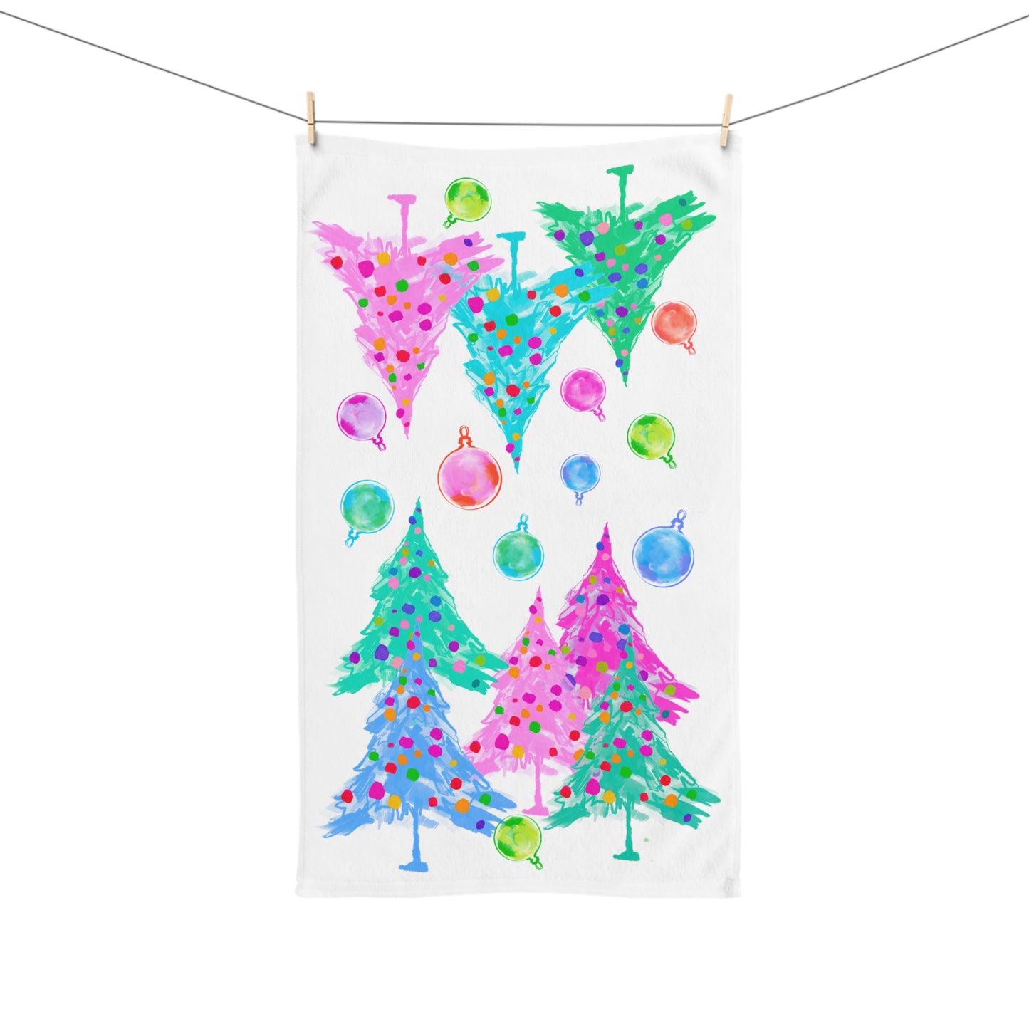Christmas Trees and Ornaments Hand Towel