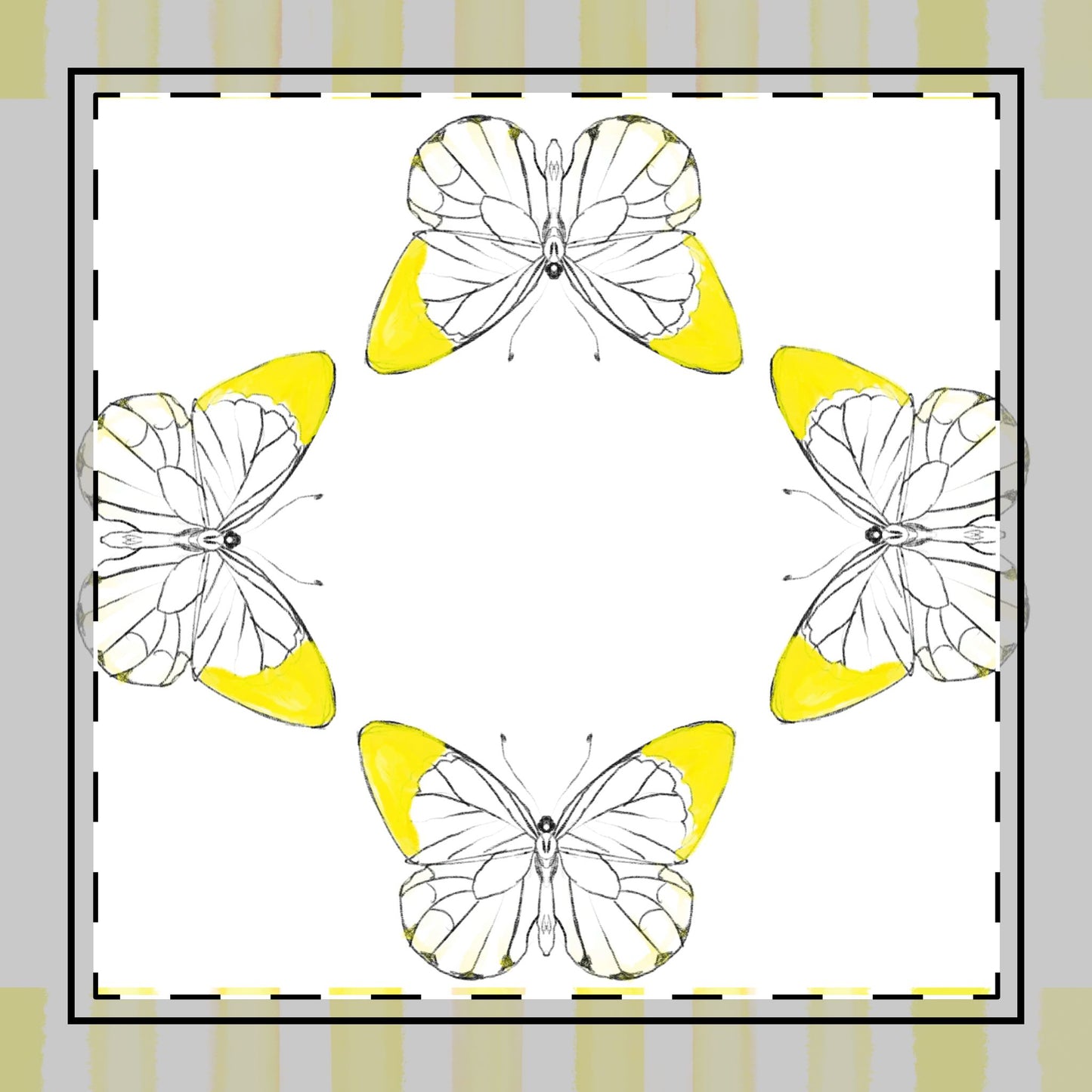 Butterfly Chroma Stripes, Poly Twill Napkin, Yellow, Fabric Background Bright White