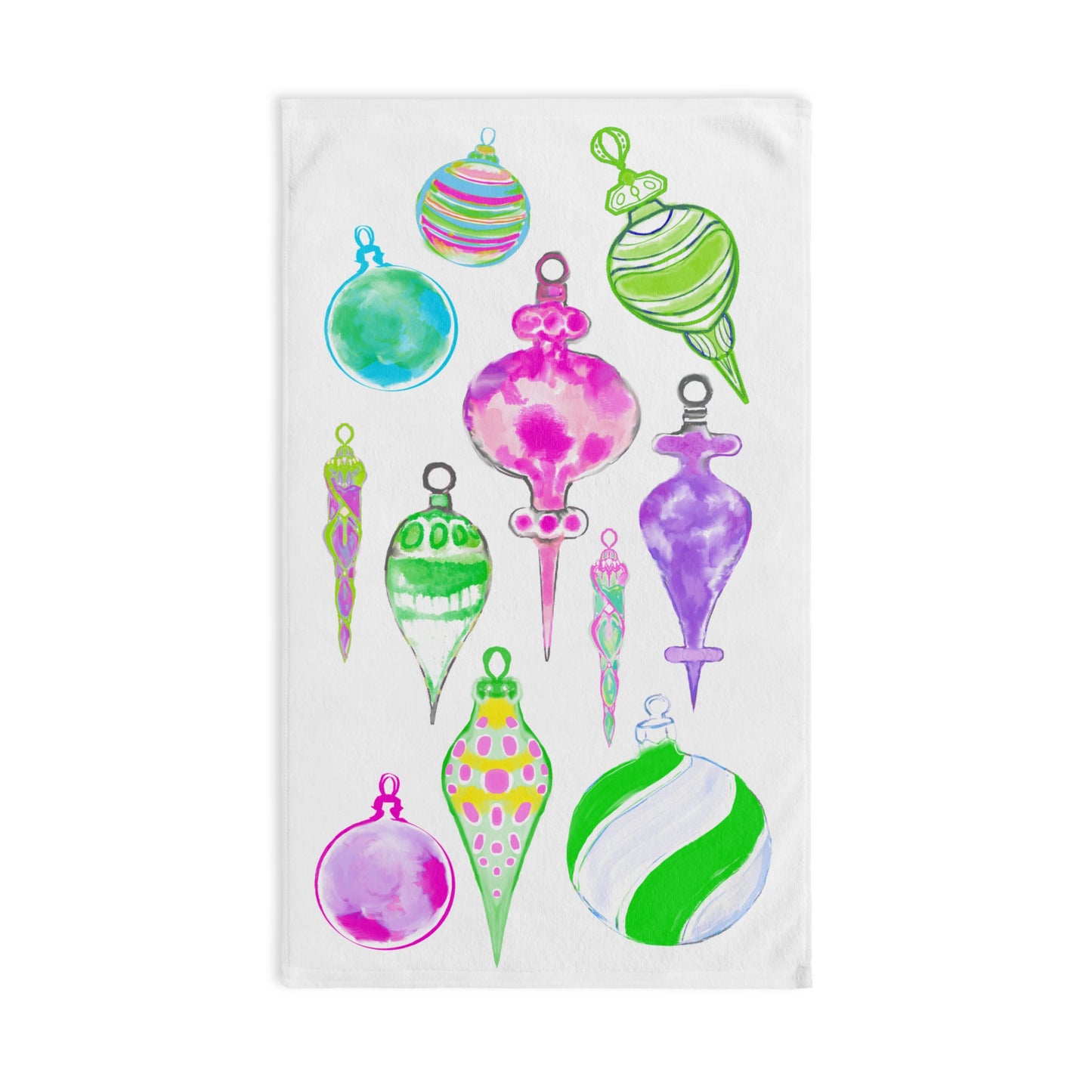 Christmas Hand Towels Watercolor Ornaments