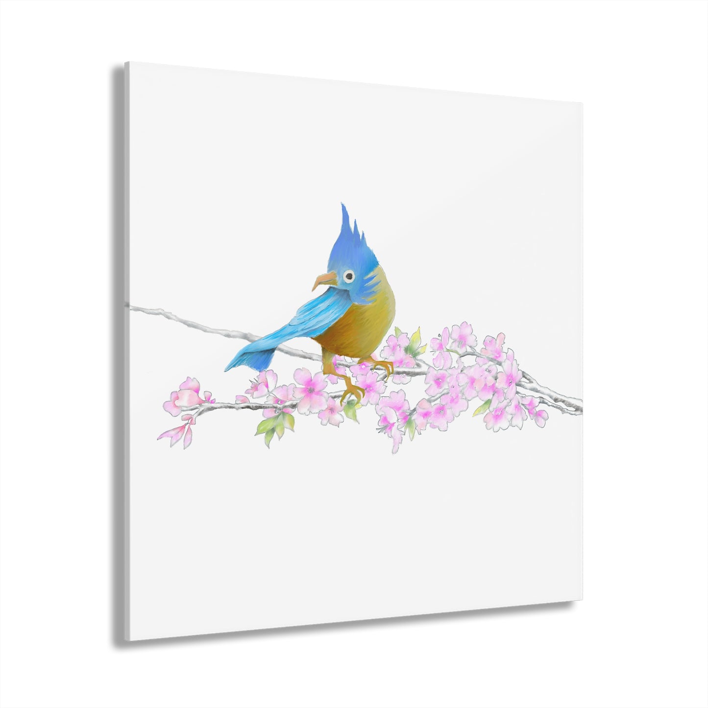 Jolly Birds Acrylic Prints (French Cleat Hanging) blue