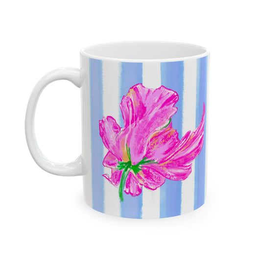 Dancing Tulips Mug Periwinkle Raspberry
