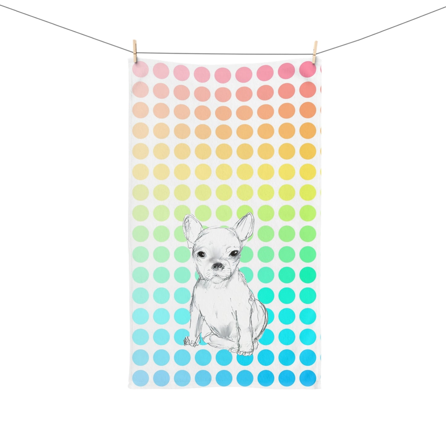 Dogi Fun Hand Towel, Chihuahua with Multi-Color Polka Dots