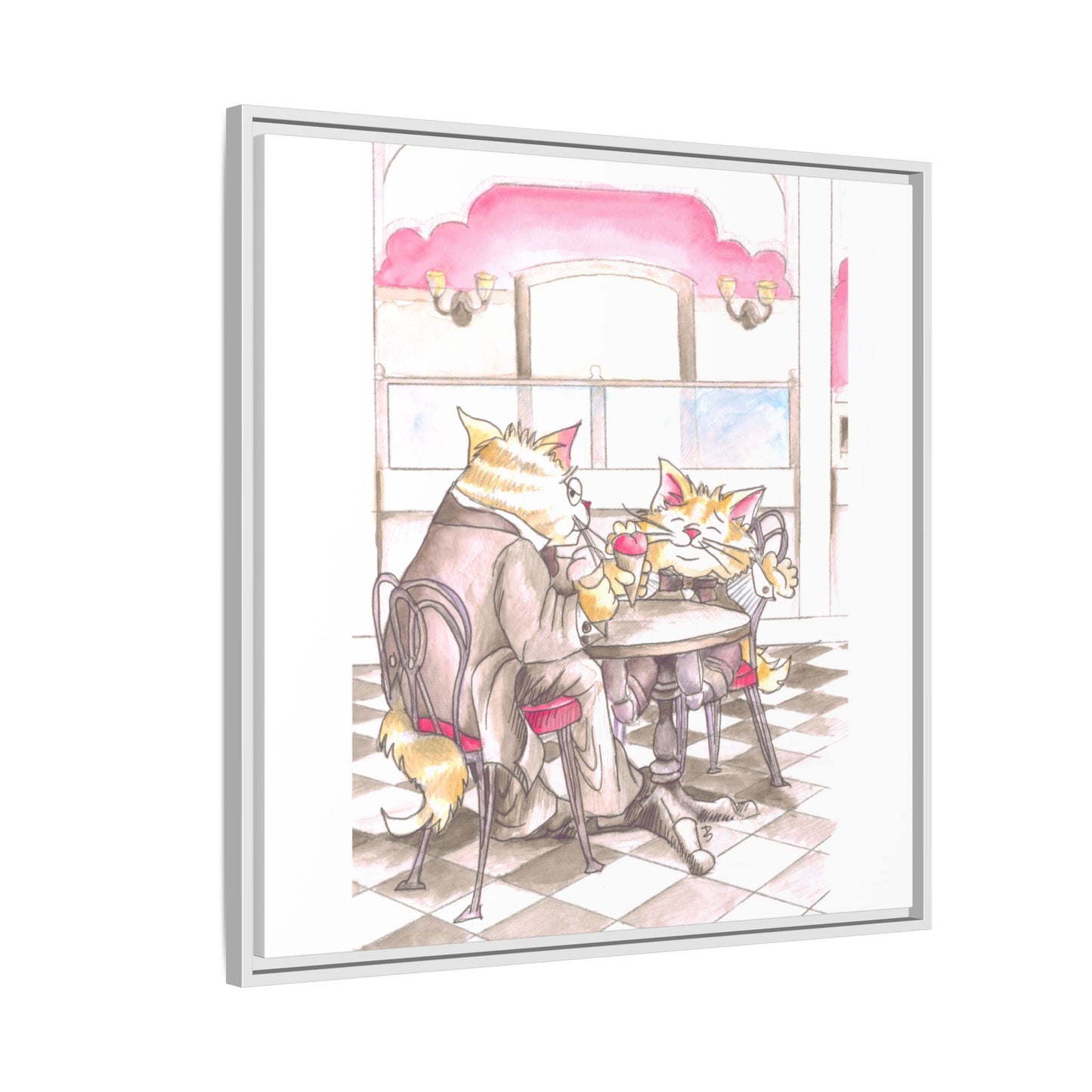 Kitty Fun Matte Canvas Framed