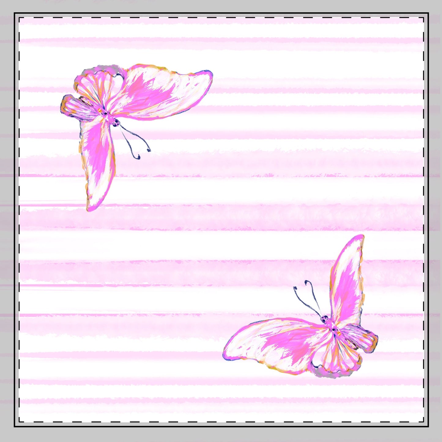 Butterfly Blossom Whirl Cotton Twill Napkin, Pink, Fabric Background Creamy White, #8