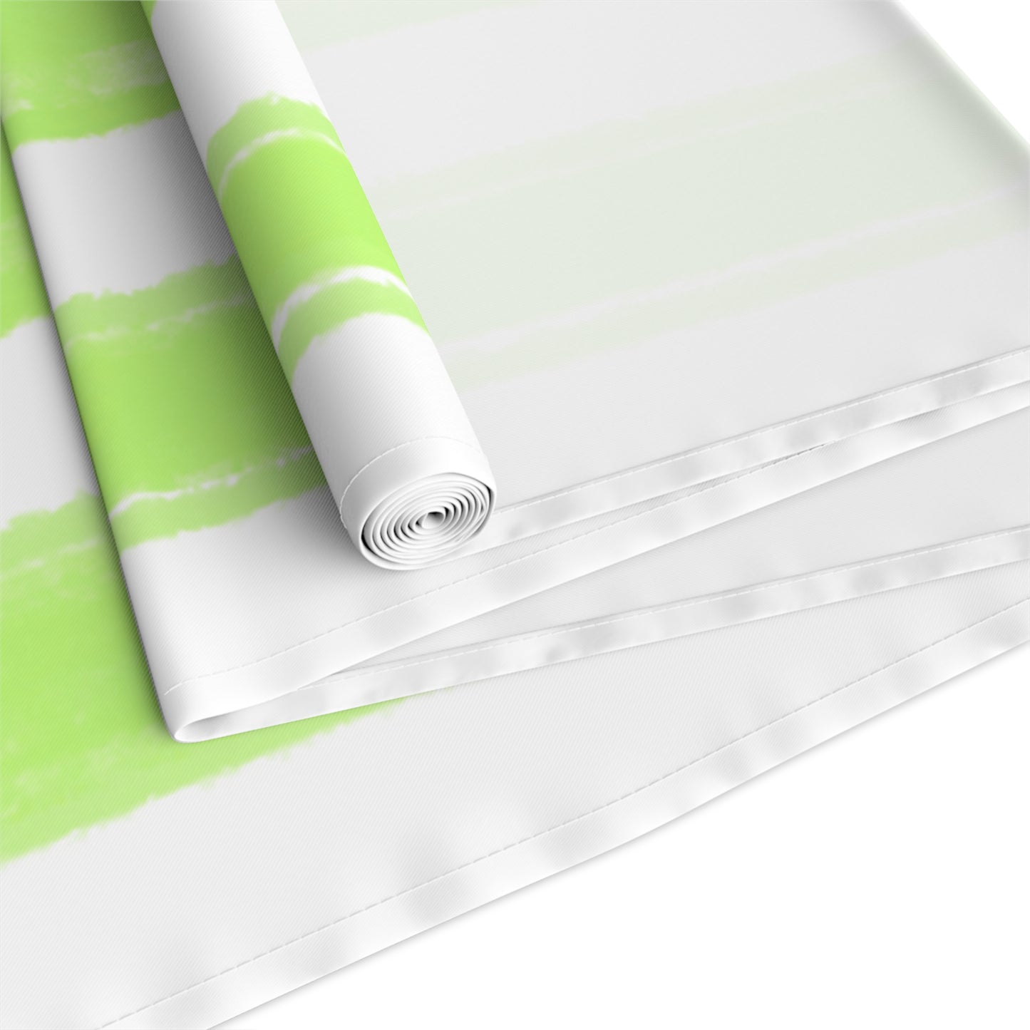 Mega Stripe Table Runner (Cotton Creamy White, Poly Bright White), Spring Green