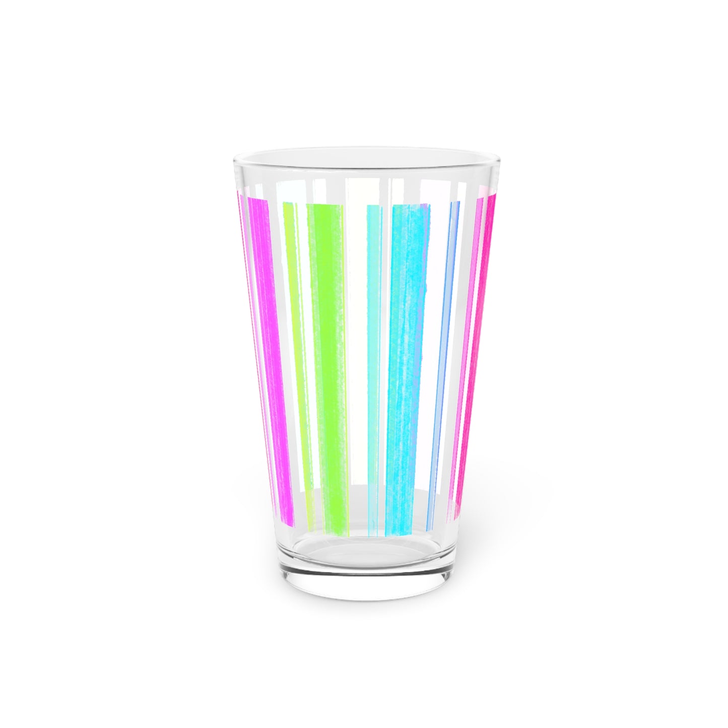 Butterfly Flutterstripe  Pint Glass, 16oz, Pink, Green, Aqua