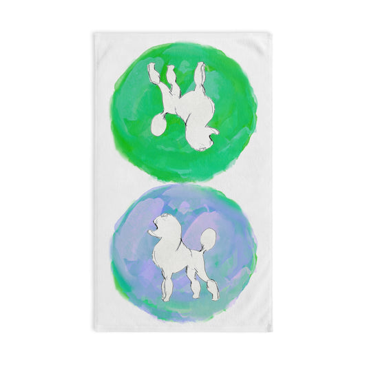 Dogi Fun Circles and Poodles Hand Towel in Green and Lilac
