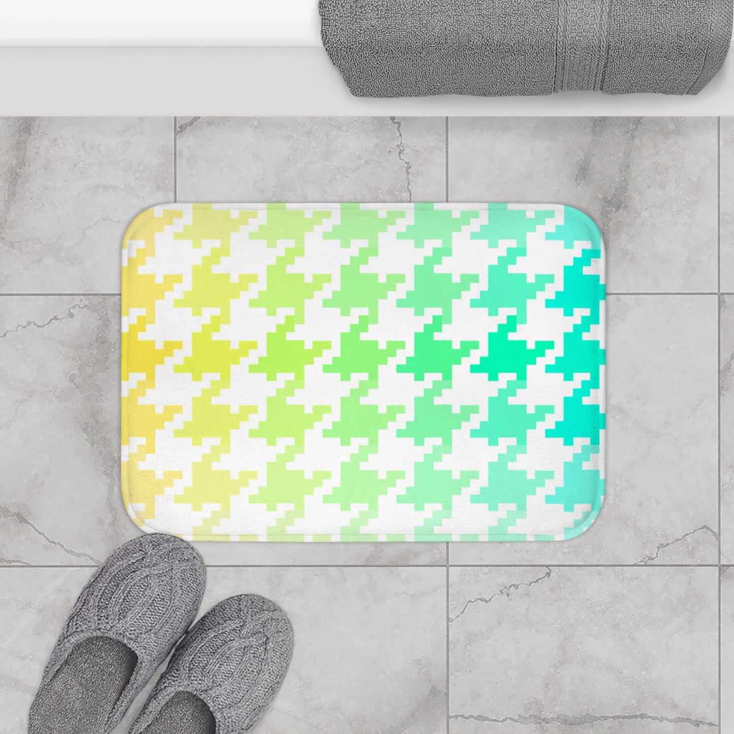 Bath Mats Houndstooth Fun yellow/green