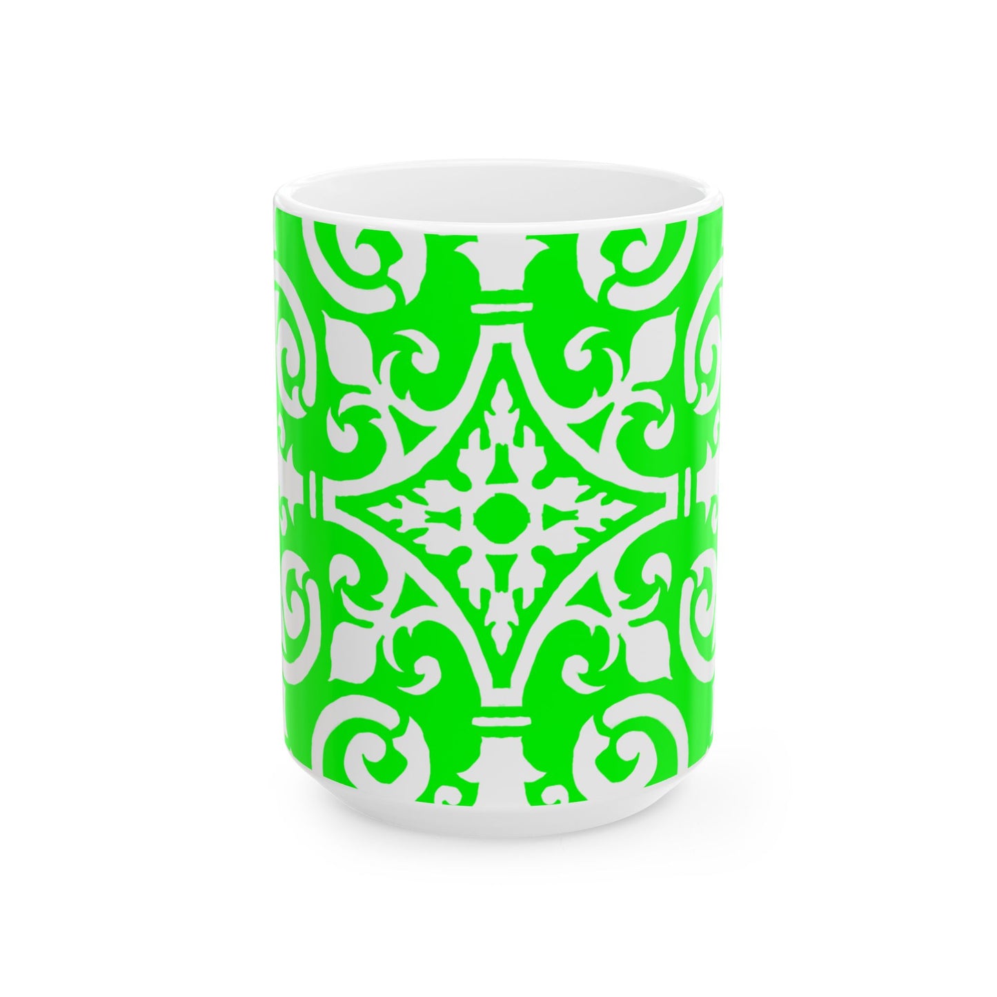 Scrollwork Ceramic Mug Bright Green