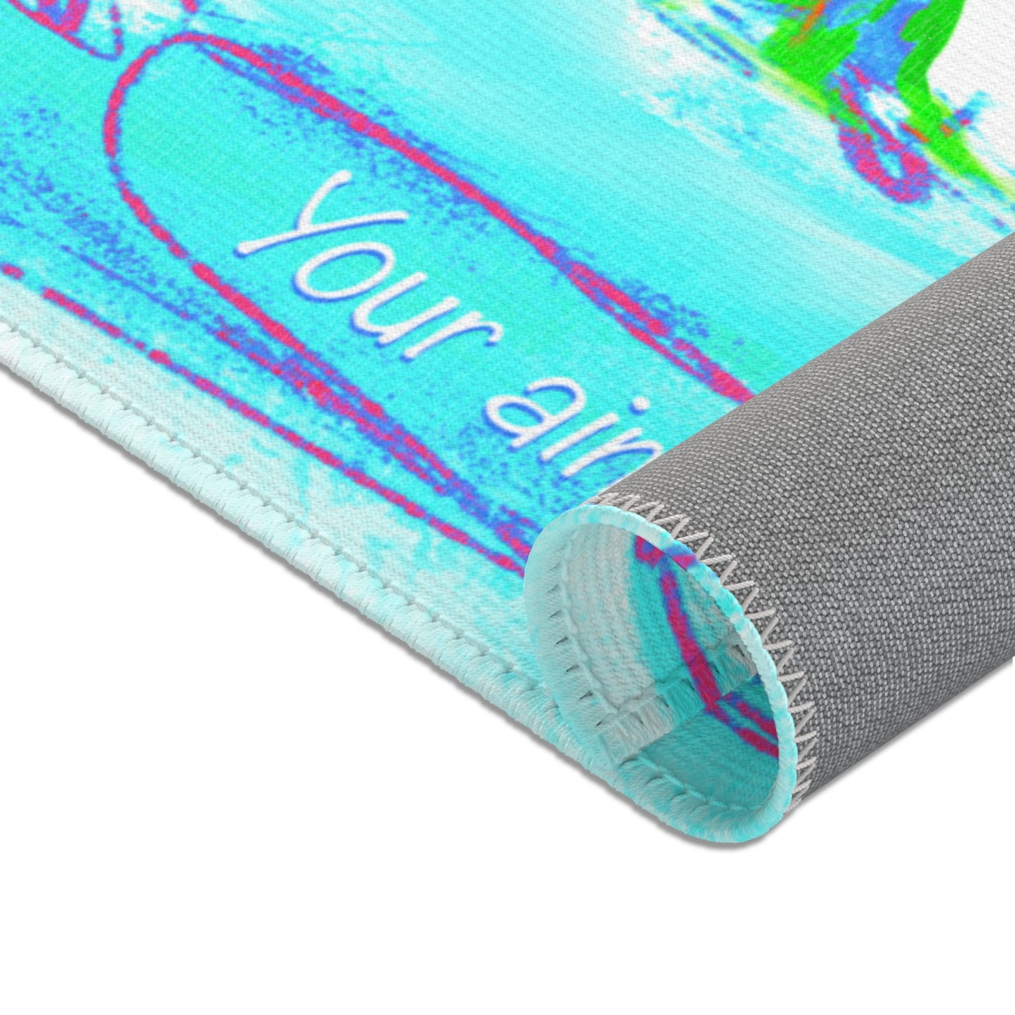 Inspirational Landscapes Indoor Rug, 'Your aim matters", Aqua and Purple