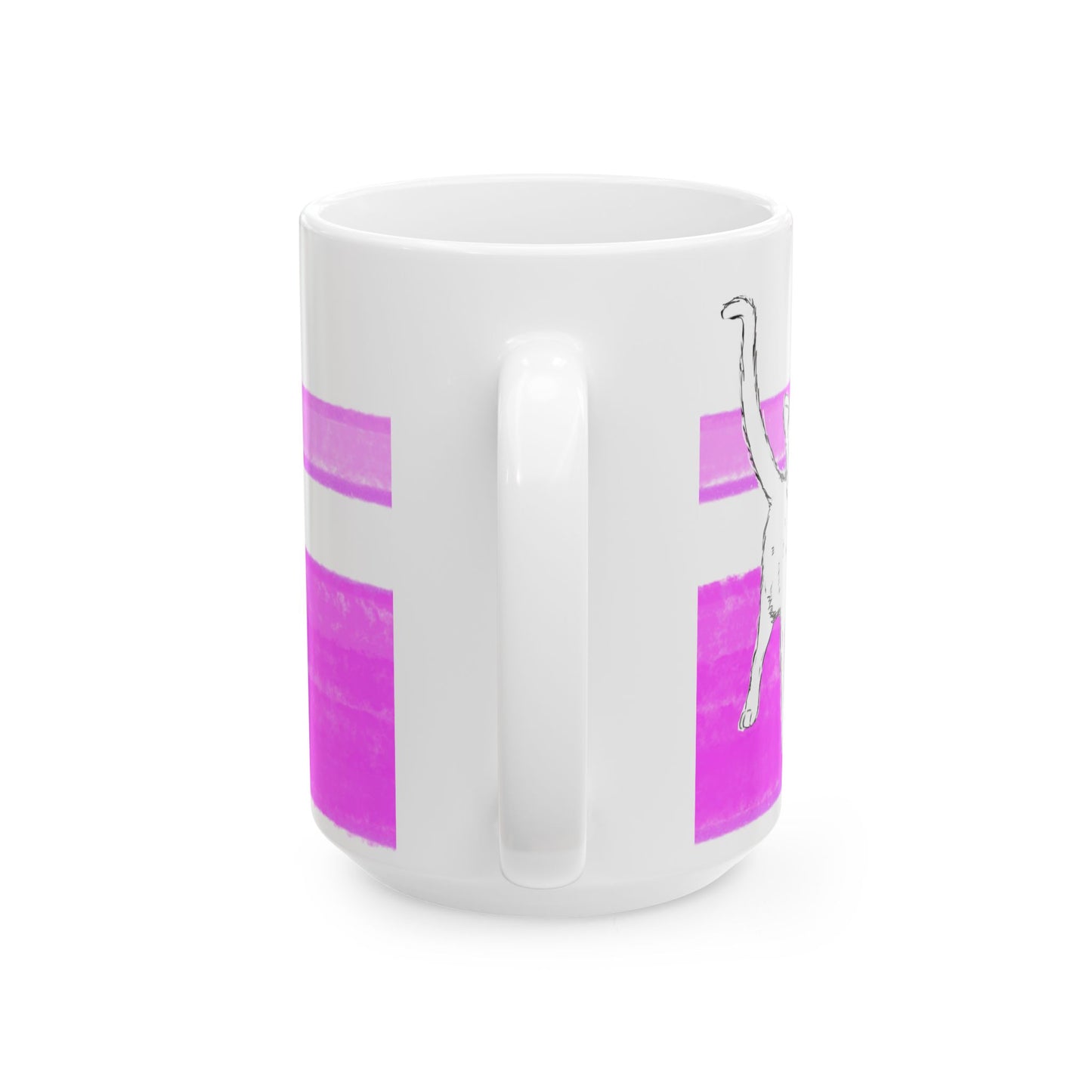 Mega Stripe Kitty Butterfly Flutter Ceramic Mug Purplish Pink