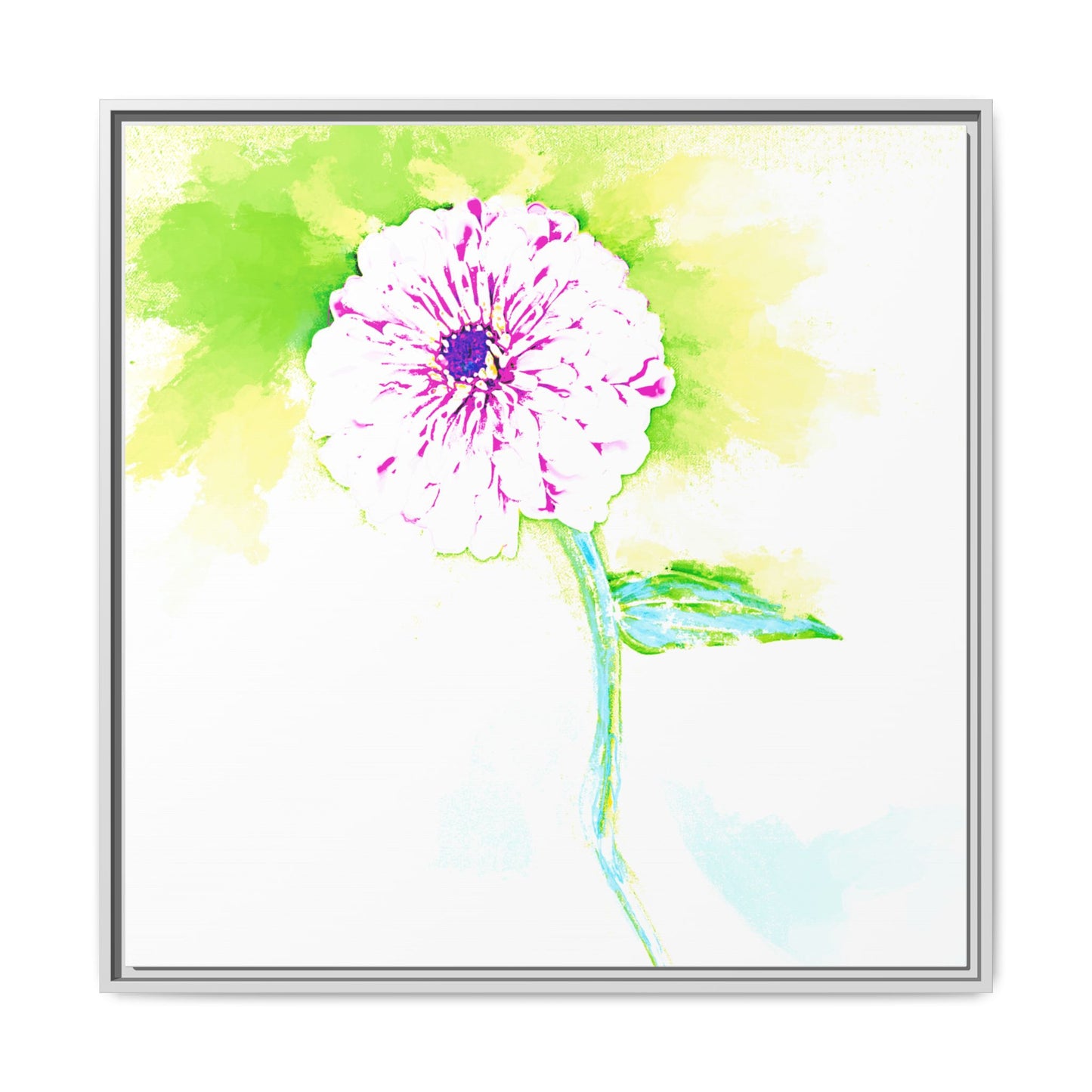 Zinnia Color Splash Matte Canvas Yellow Framed