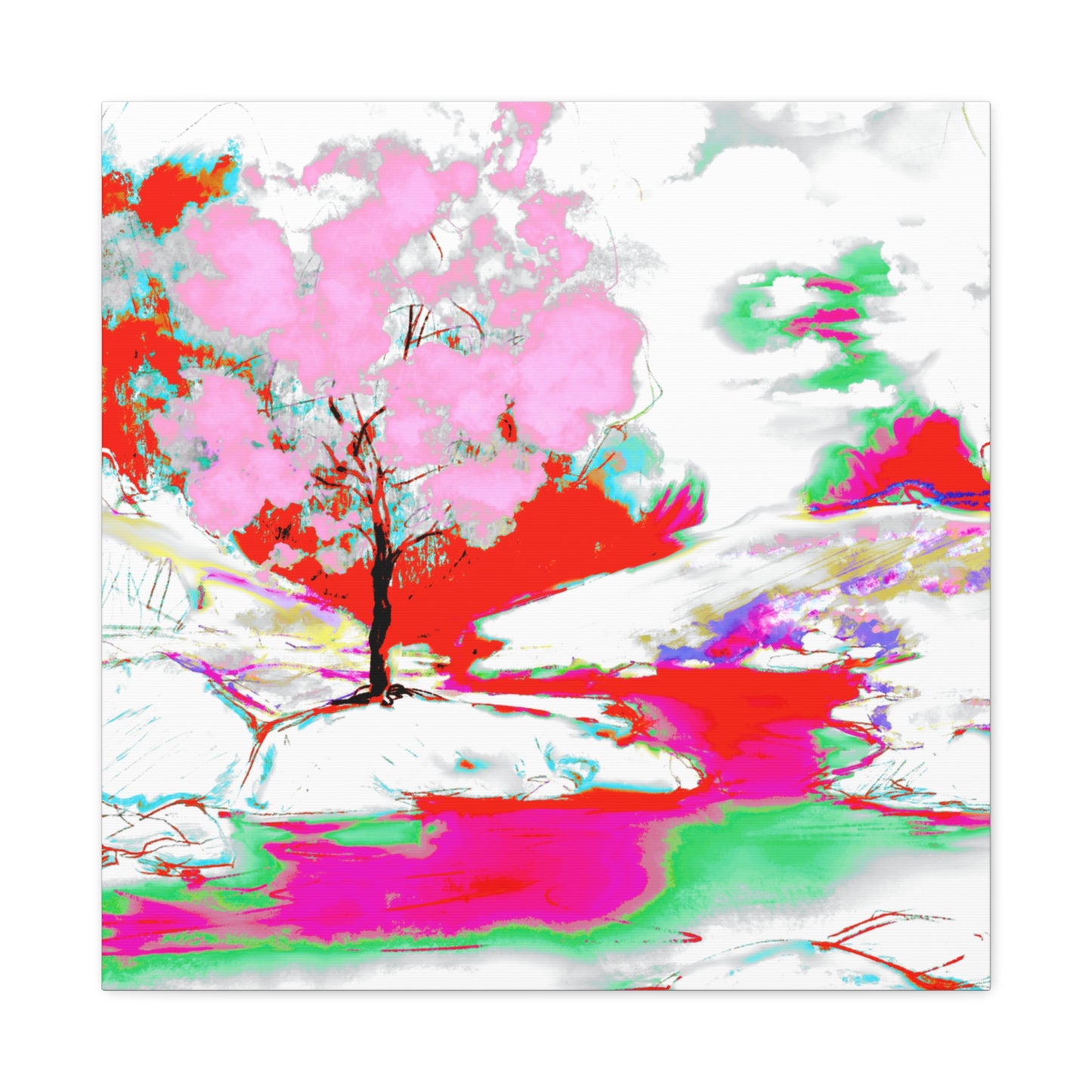 Joyful Landscape Matte Canvas, Stretched, 1.25" Pink, Red