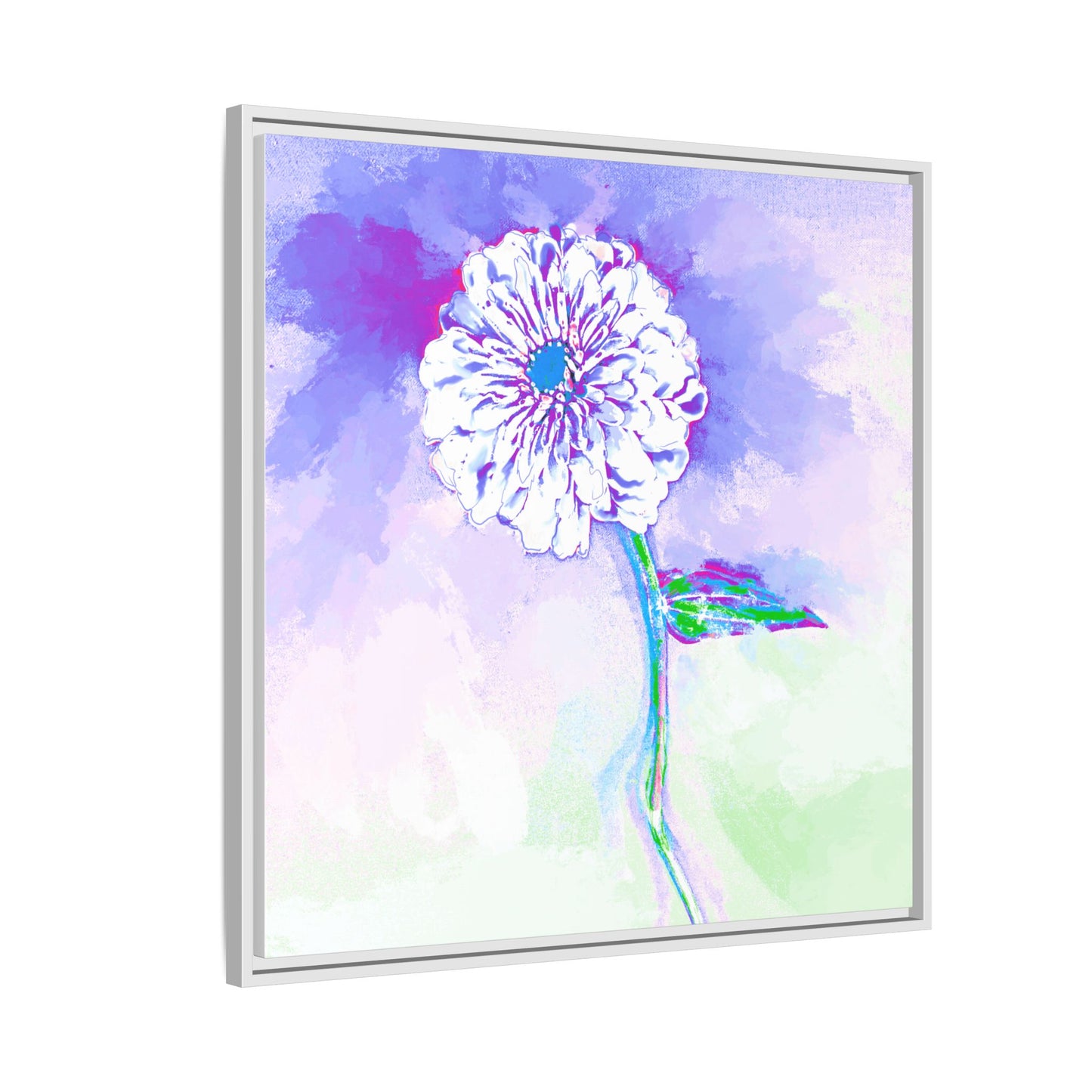 Zinnia Color Splash Matte Canvas Purple Framed