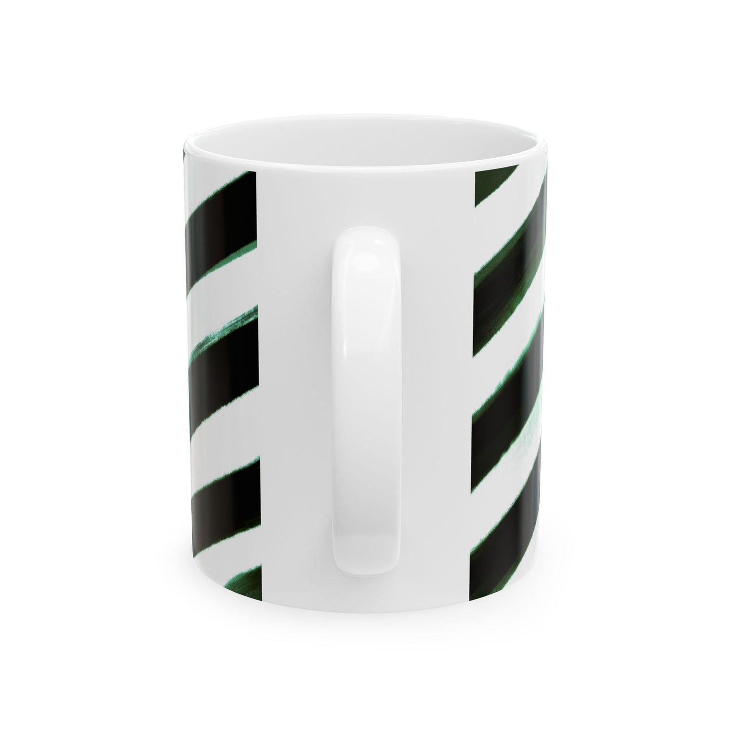 Diagonal Stripe Ceramic Mug in Black, 11oz