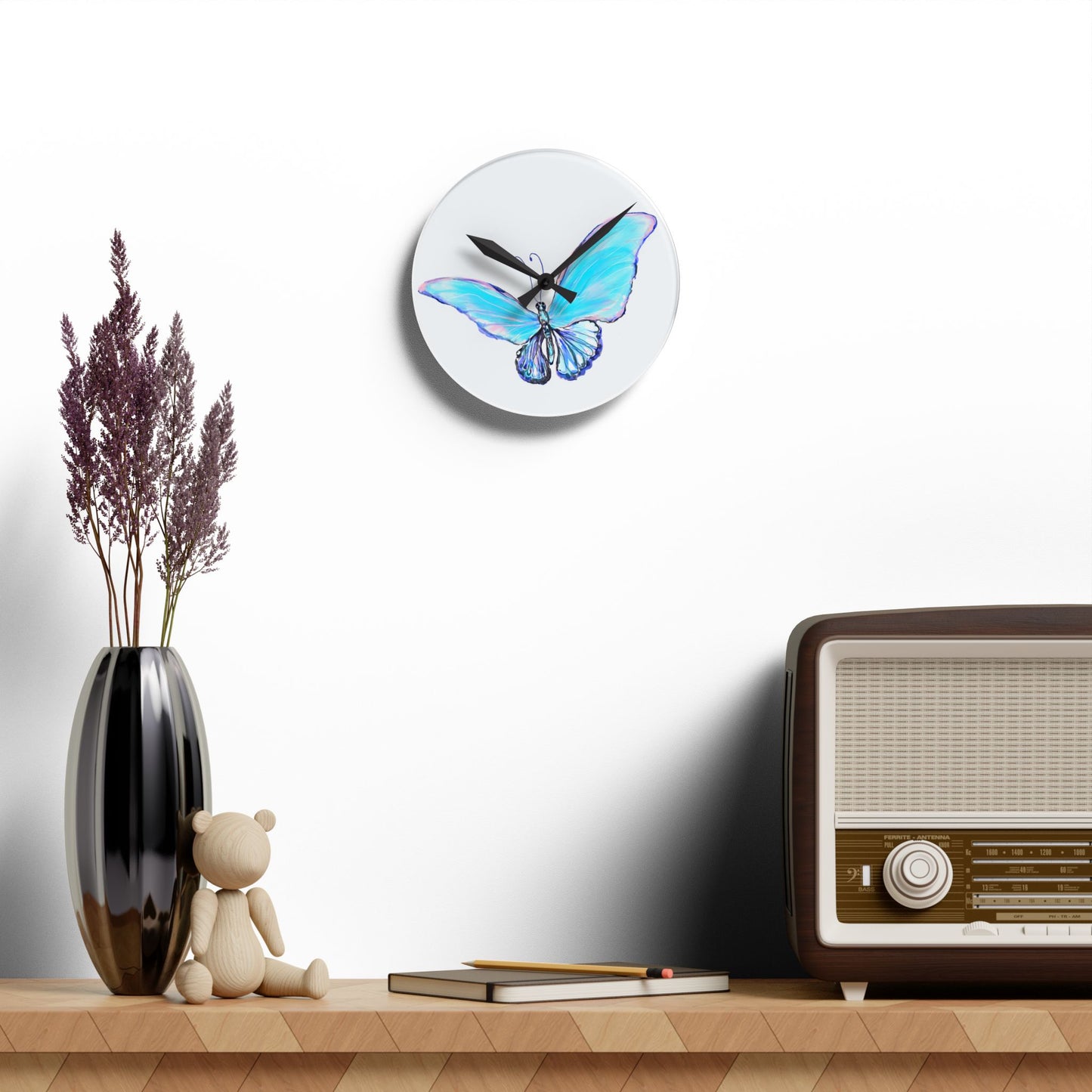 Blossom Glide Acrylic Clock Blue