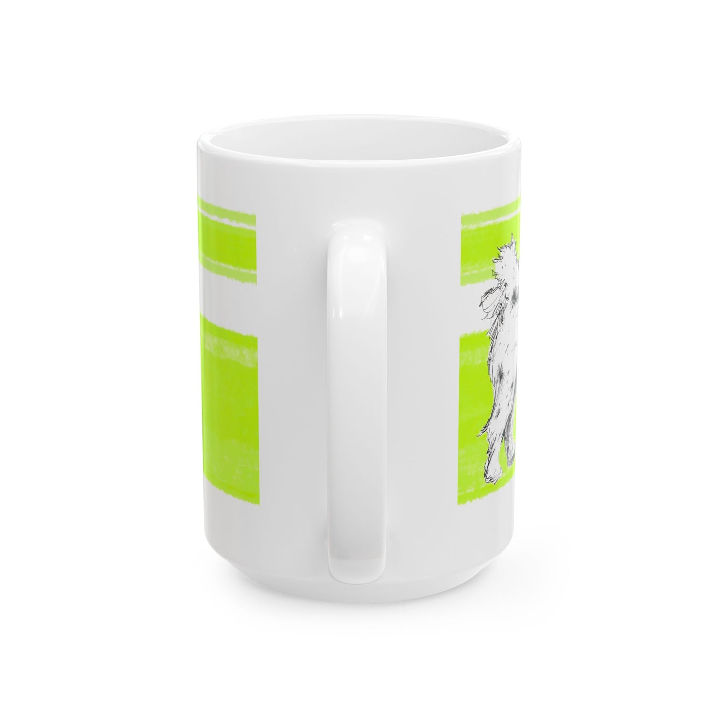 Mega Stripe Dogi Butterfly Flutter Ceramic Mug, (11oz, 15oz), Lime Shih Tzu