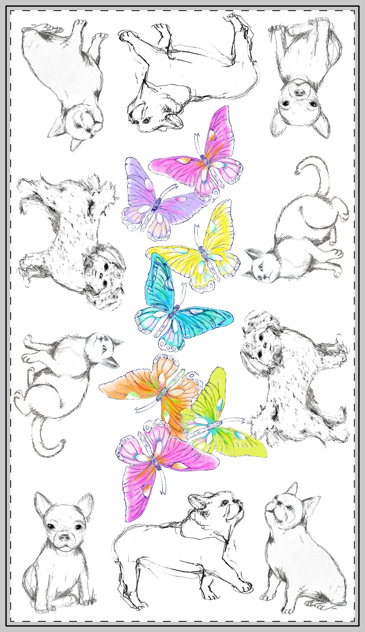 Dogi Butterfly Flutter Table cloth,  58"x102" COTTON ( Creamy White)