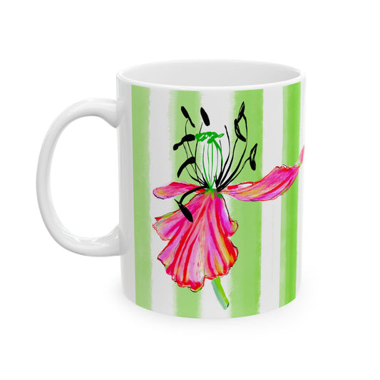 Dancing Tulips Mug Green Raspberry